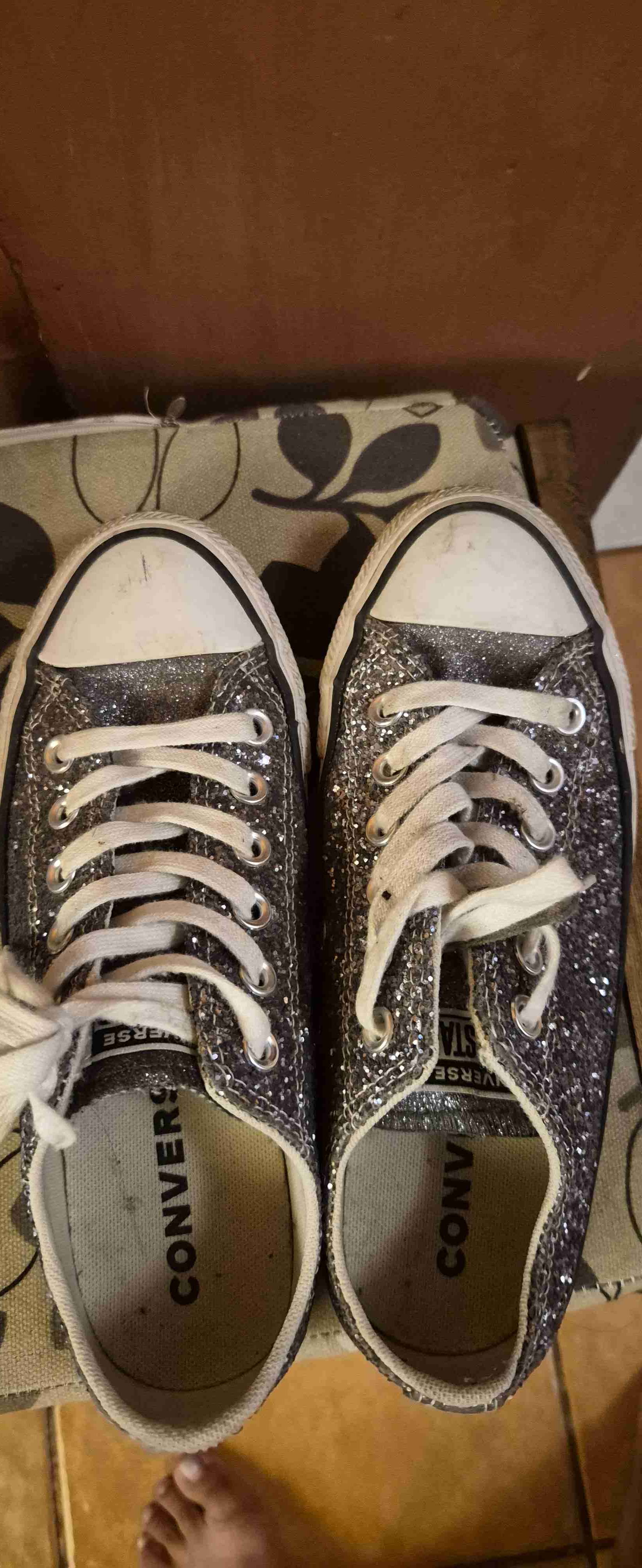 Zapatillas Converse con glitter plateadas - miniatura 2