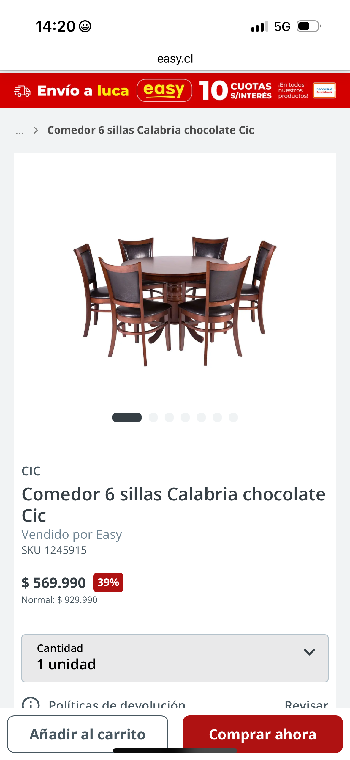 Comedor 6 sillas chocolate Cic - 1