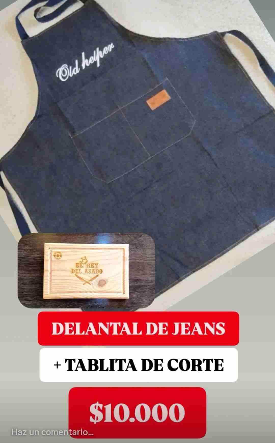 Delantal jeans con tablita de corte