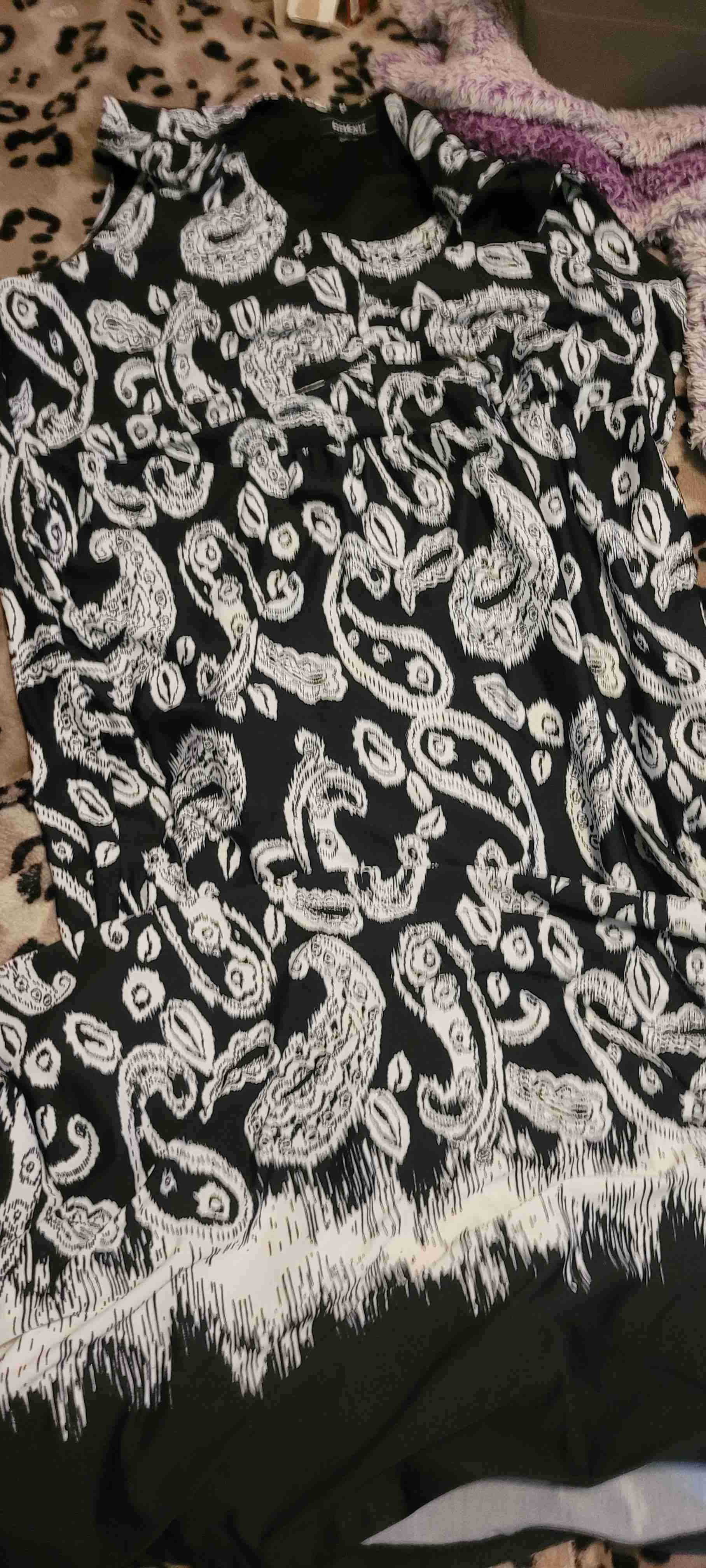 Vestido negro estampado blanco - miniatura 1