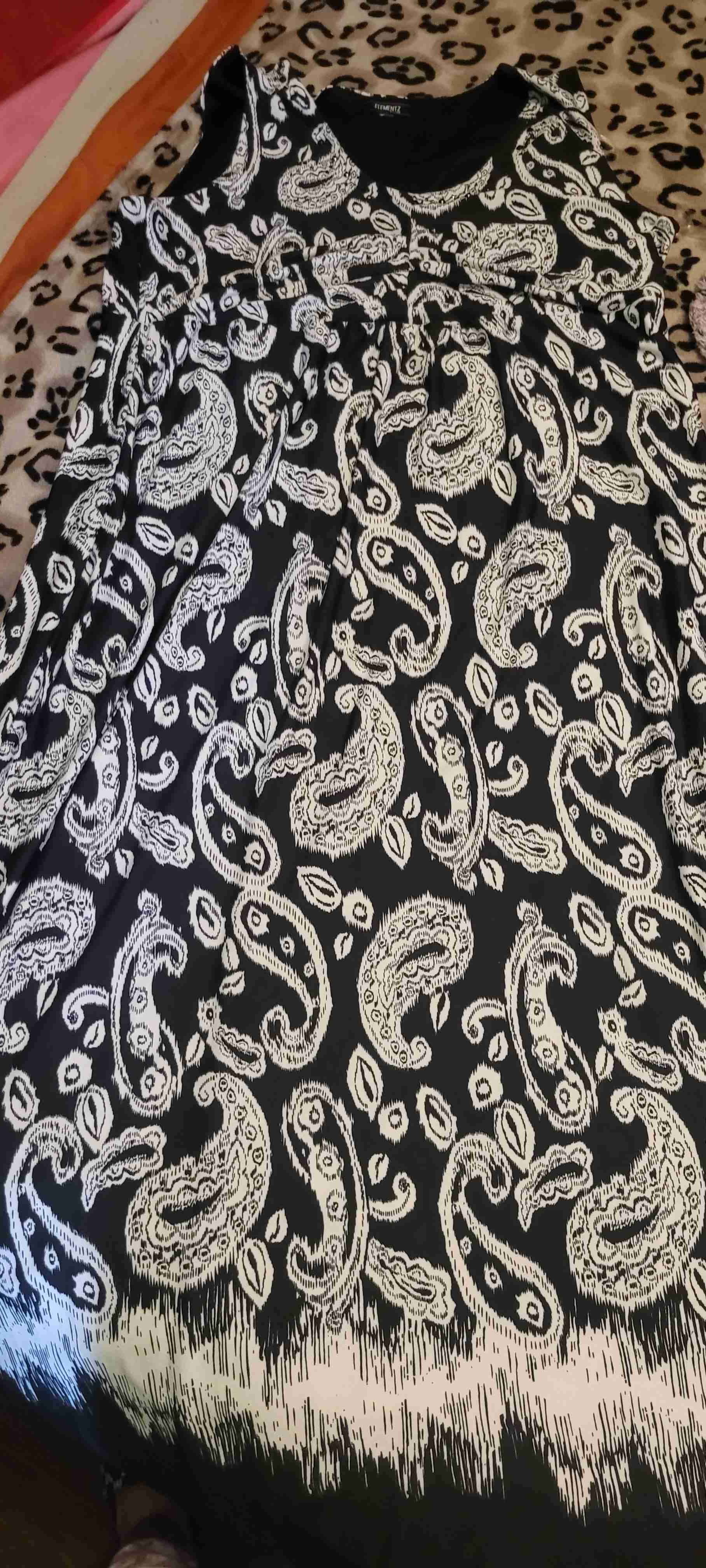 Vestido negro estampado blanco - miniatura 3