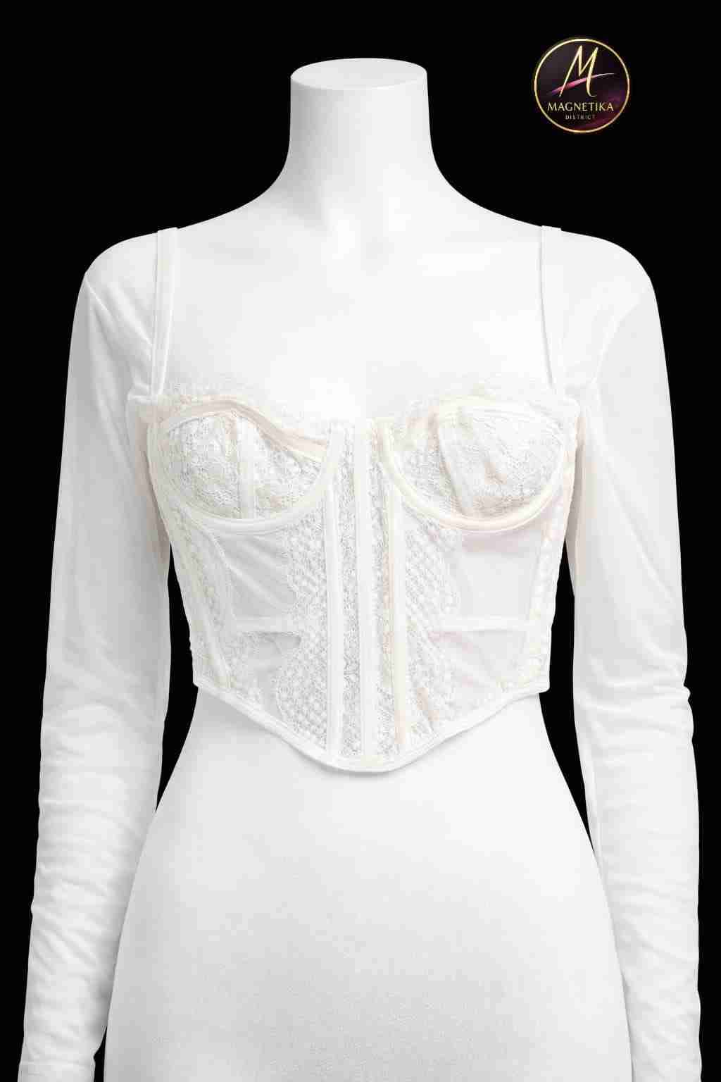Corset blanco de encaje - miniatura 1