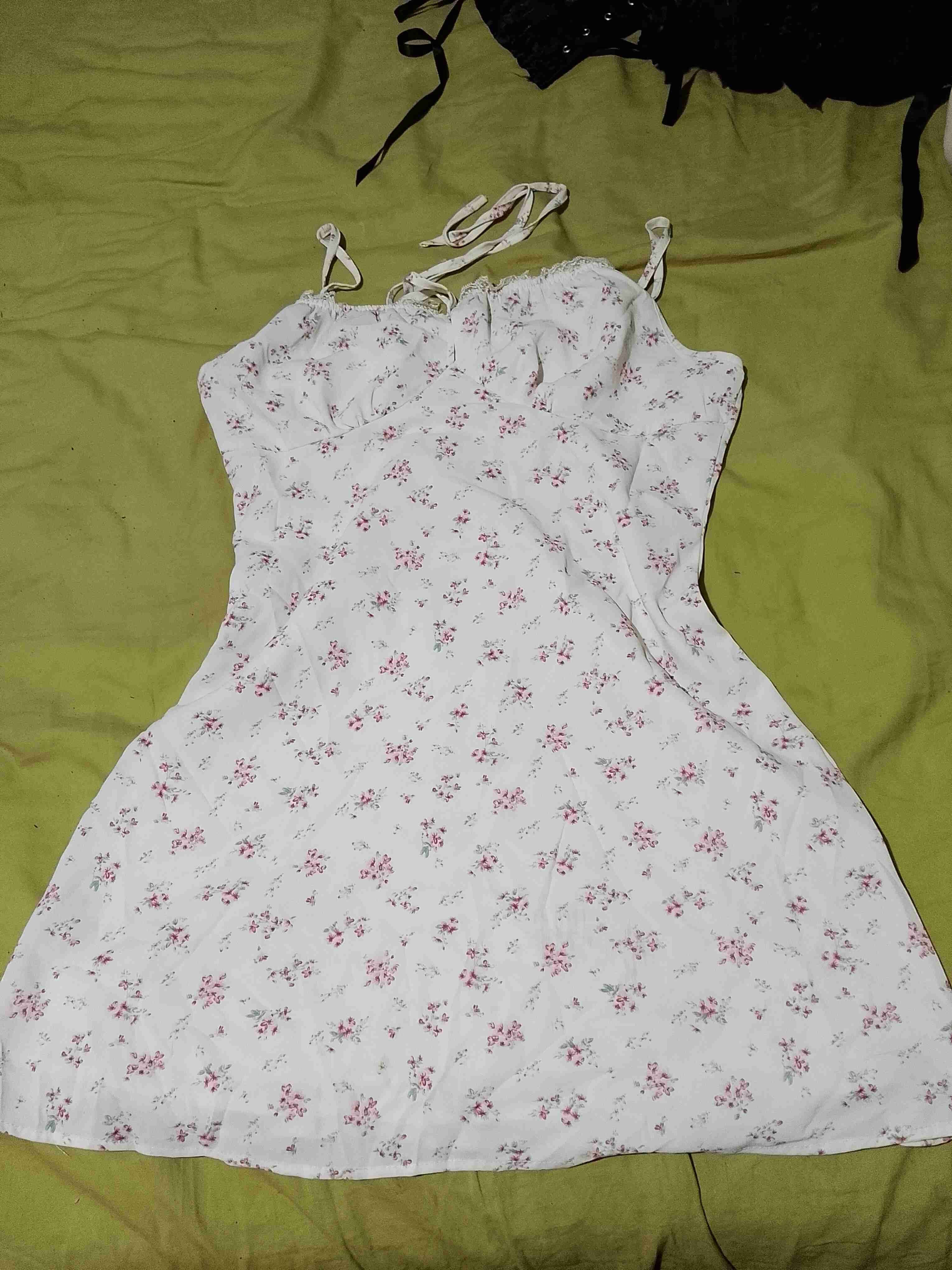 Vestido blanco floreado coquette - miniatura 1