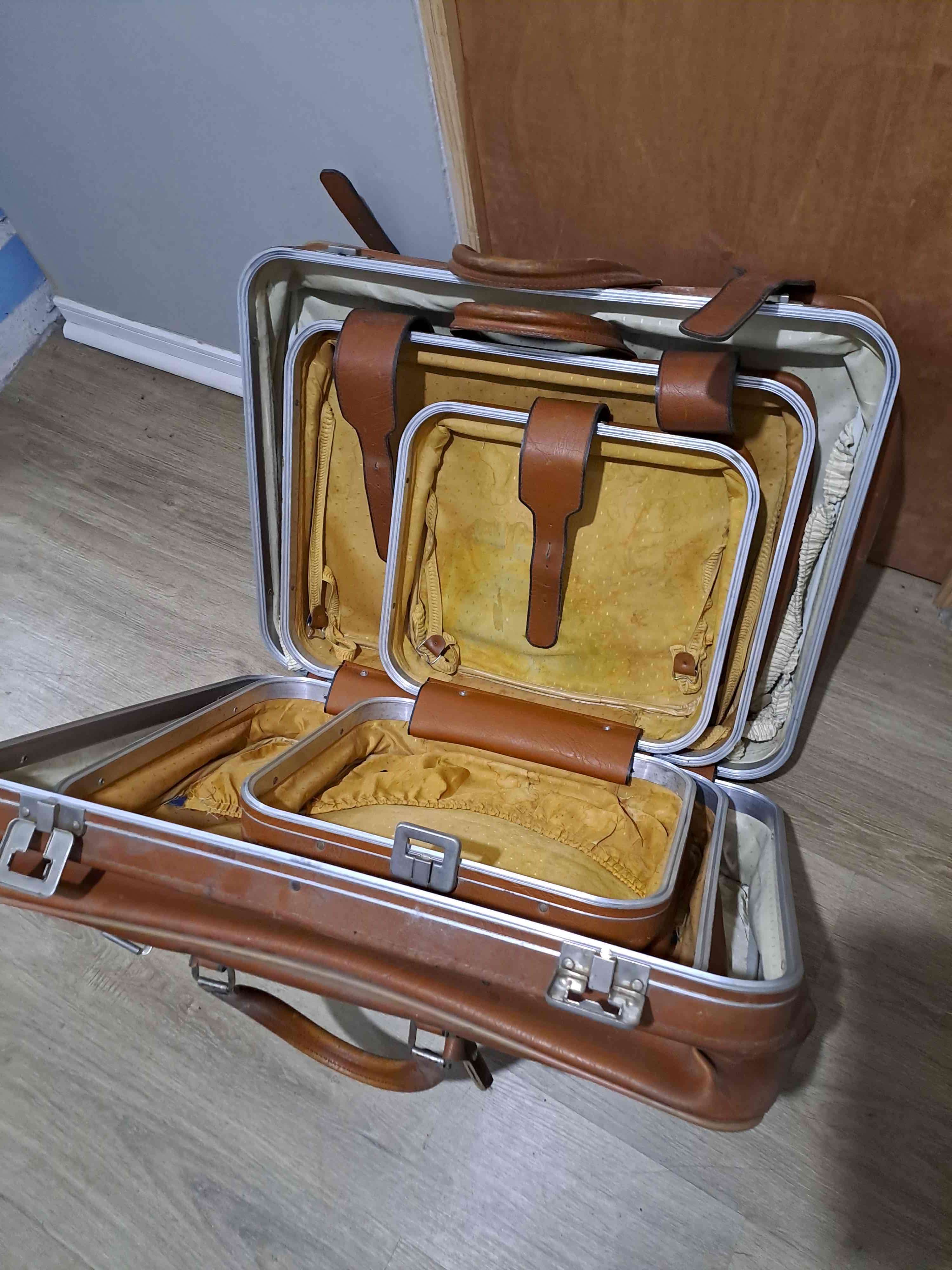 Conjunto de 3 Maletas de cuero vintage grande - miniatura 4