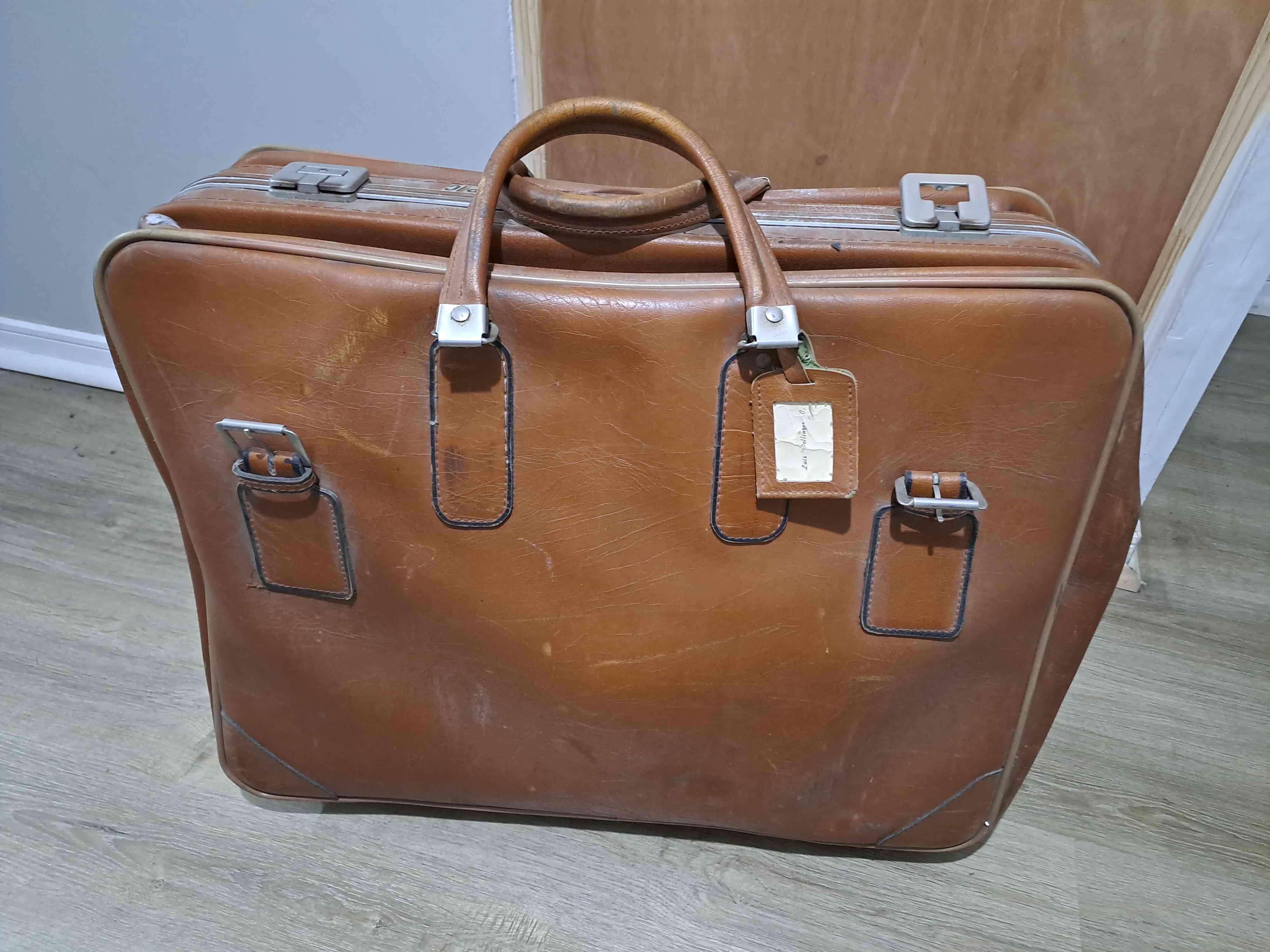 Conjunto de 3 Maletas de cuero vintage grande - miniatura 7