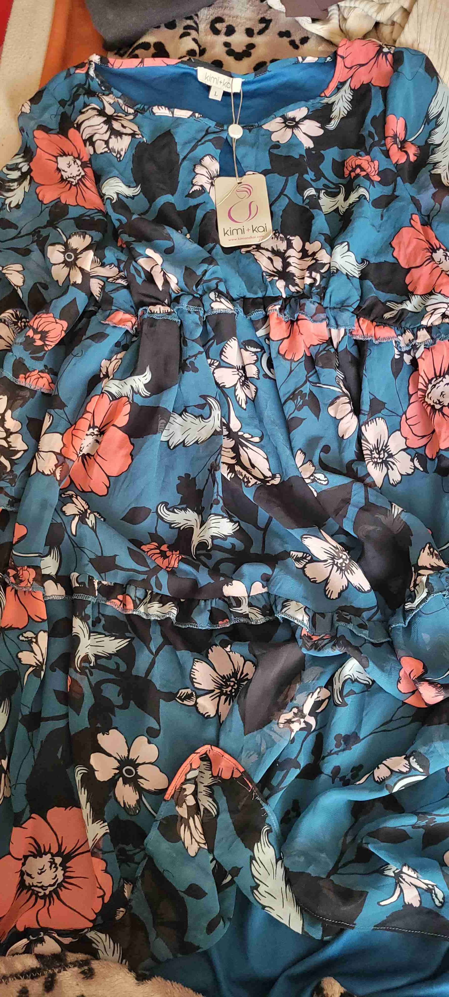 Vestido floral azul Kimi + Kai - miniatura 1