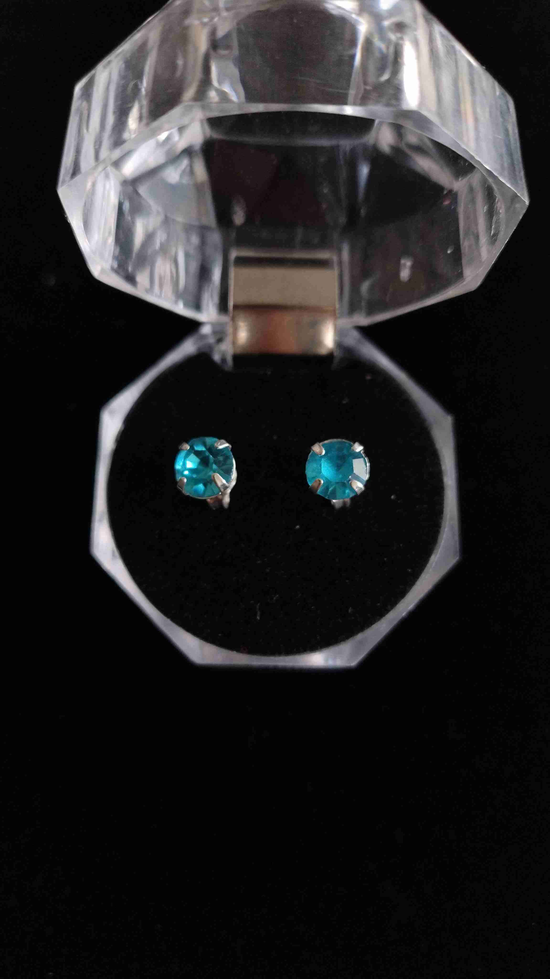 Aros de piedra azul en estuche - miniatura 1