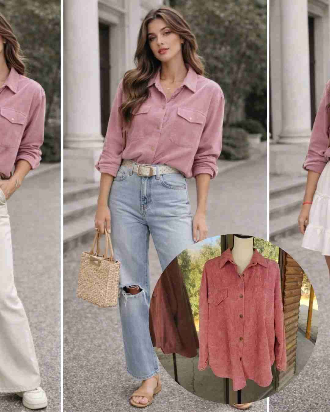 Camisa rosada de pana