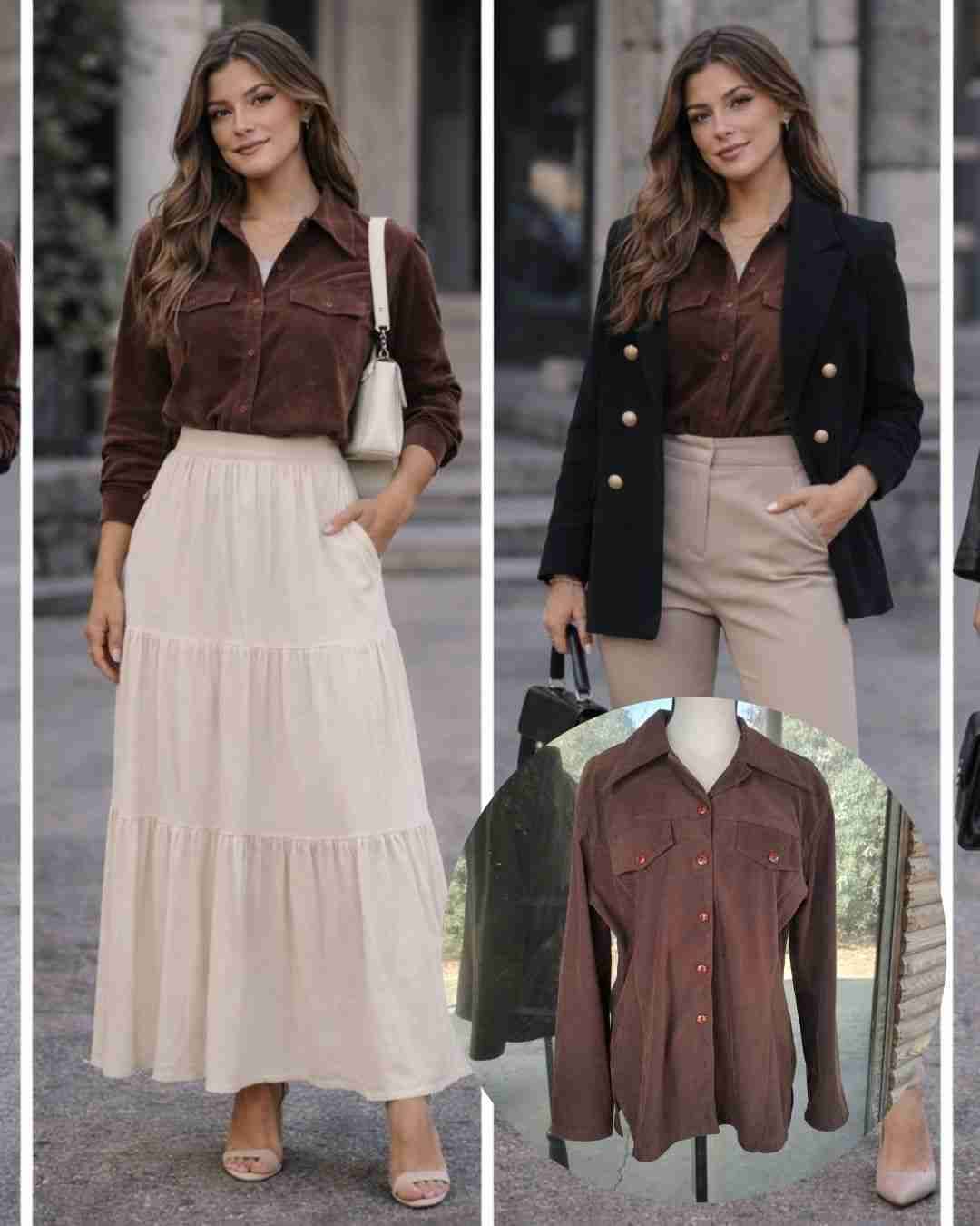 Camisa marrón de manga larga