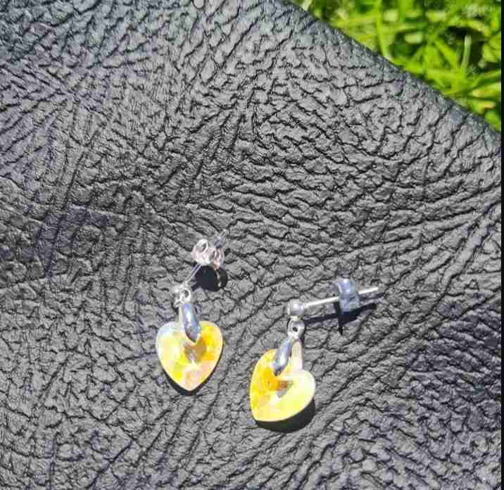 Aros de opalo arena Swarovski y plata 925 - miniatura 2