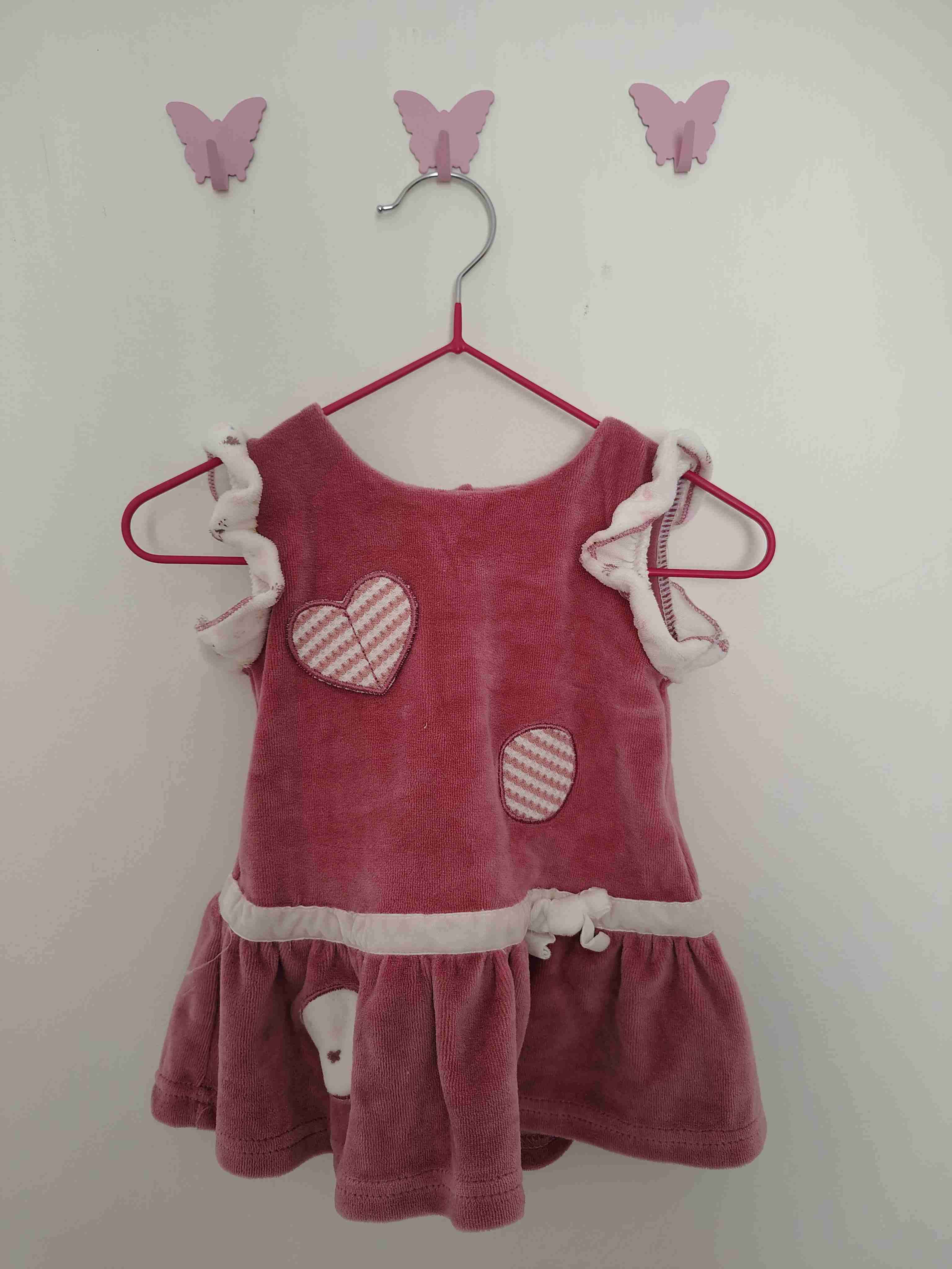 Vestido rojo bebé con aplique - miniatura 1