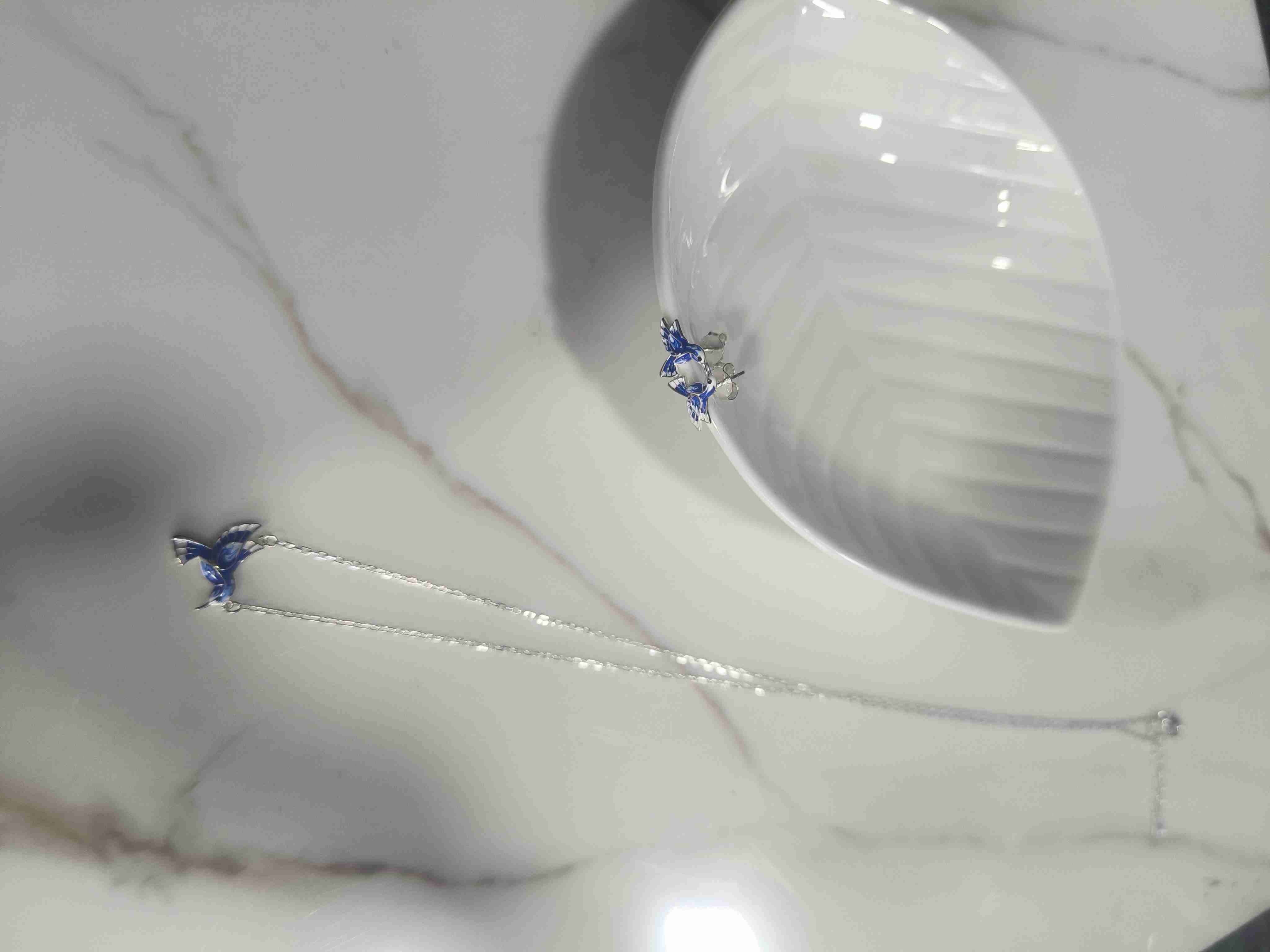 Set colgante y aretes azules - 5