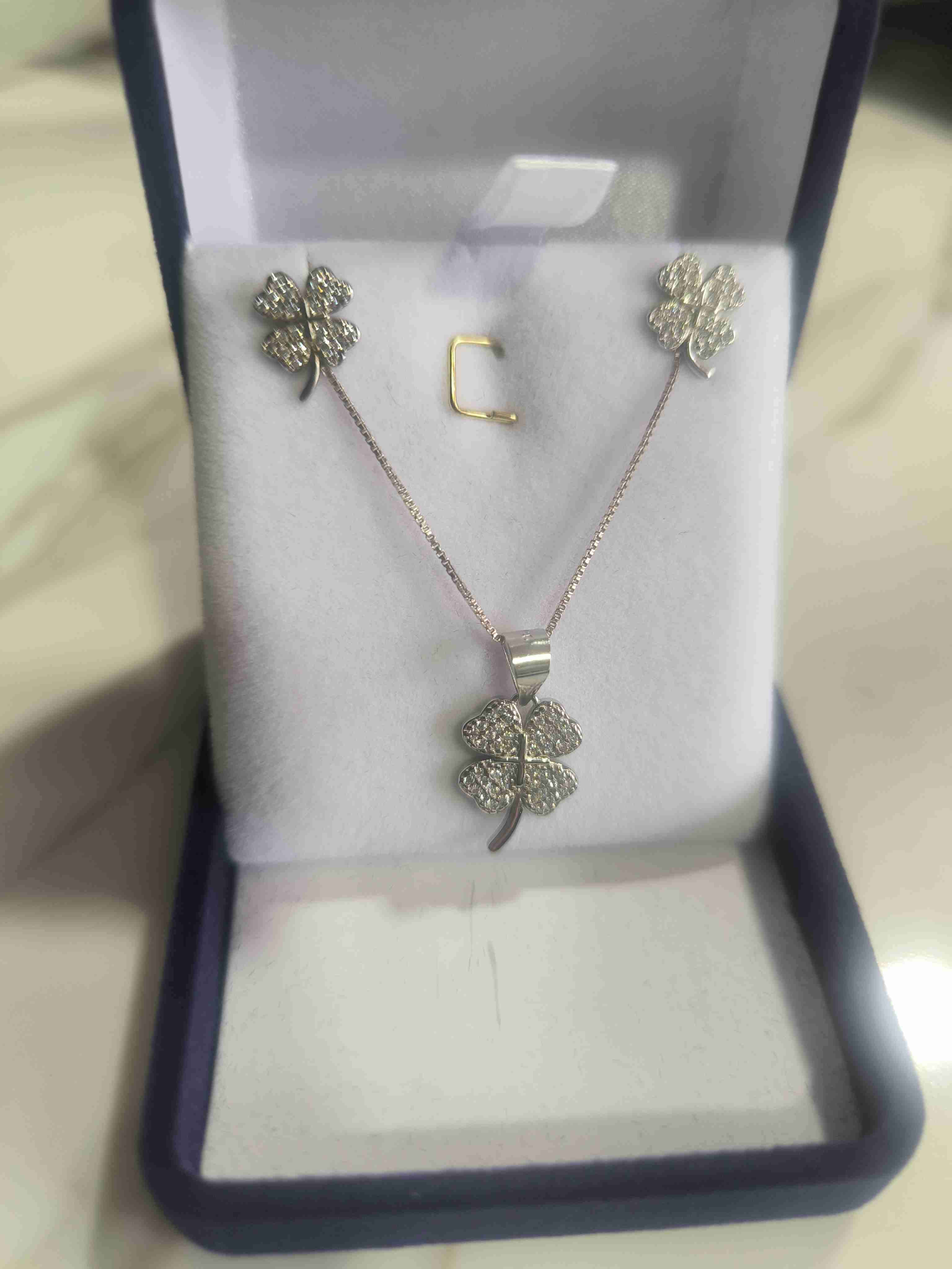 Juego de joyas trébol con cristales - miniatura 1