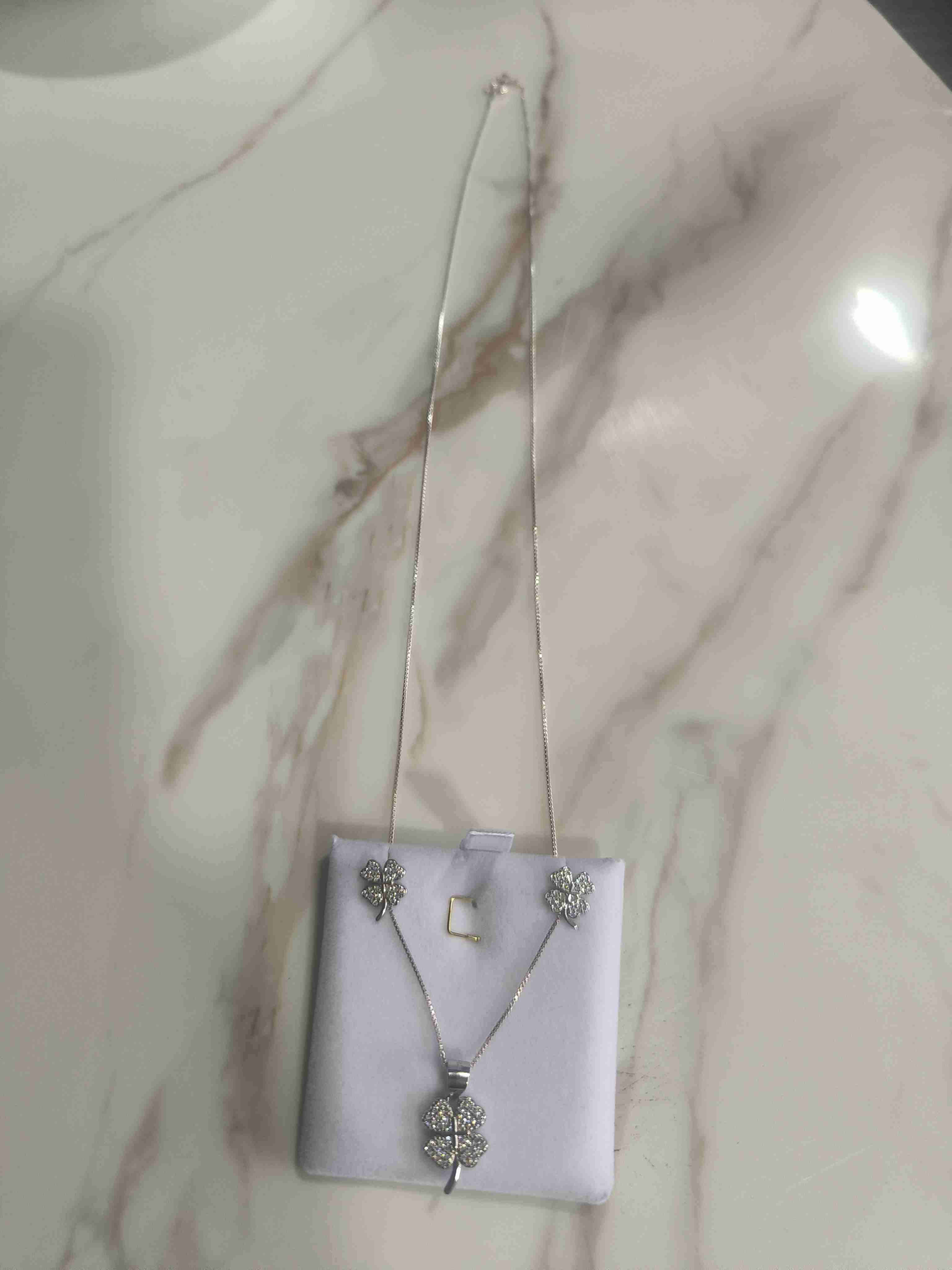 Juego de joyas trébol con cristales - miniatura 2