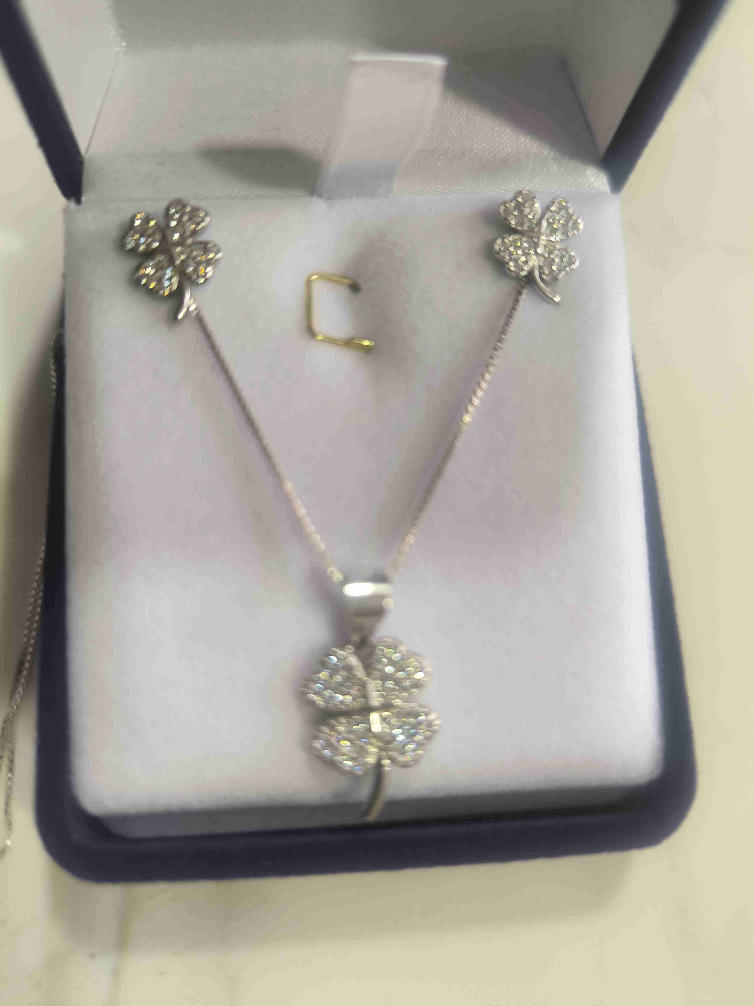 Juego de joyas trébol con cristales - miniatura 3