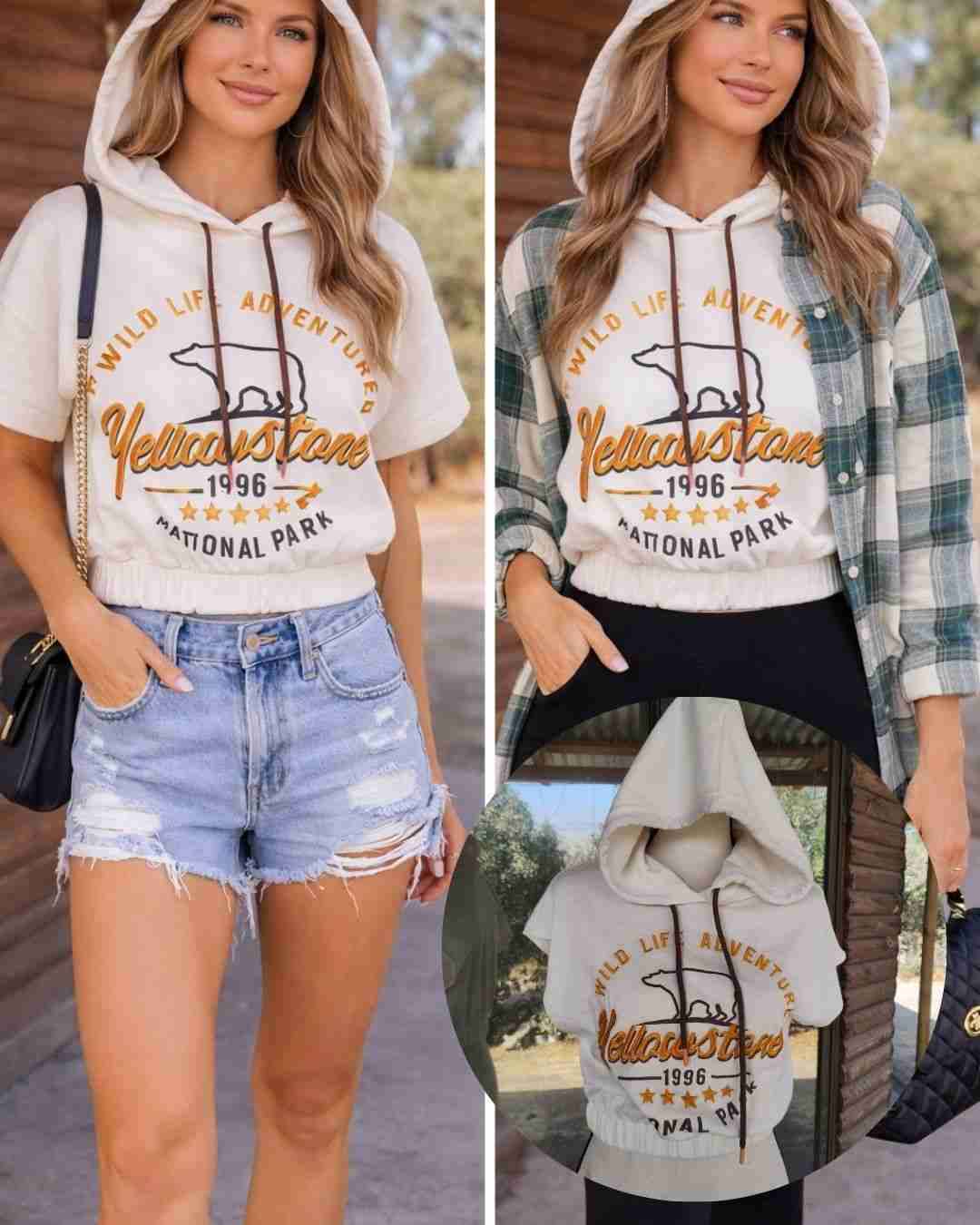 Polerón corto Yellowstone con capucha