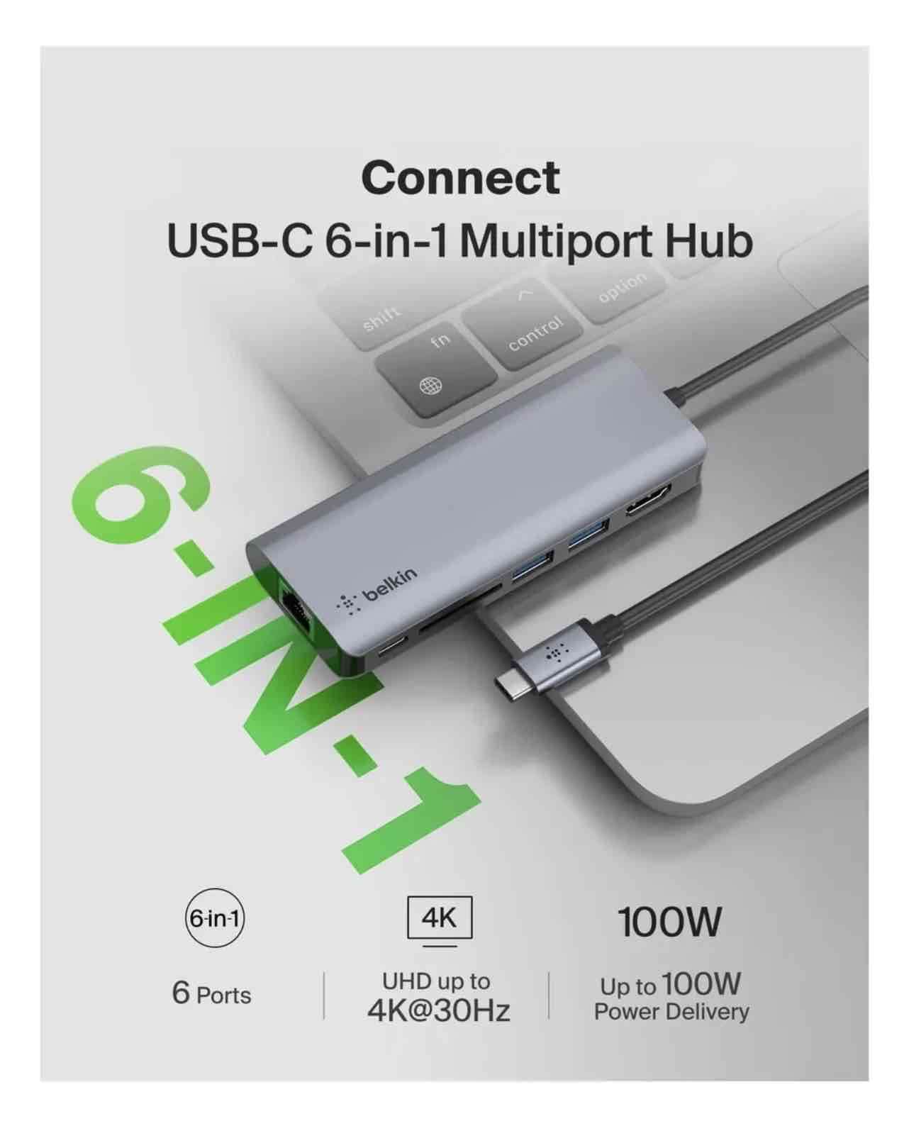 Hub Adaptador USB-C Belkin 6-1 - miniatura 2