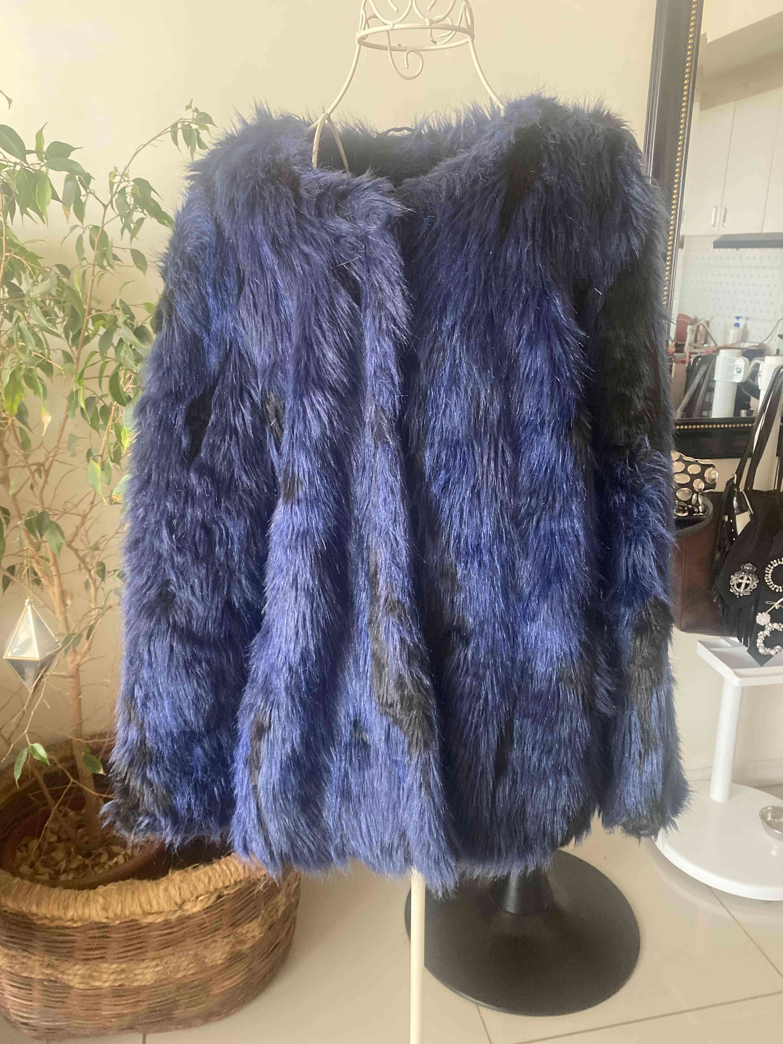 Chaqueta de piel sintética azul - miniatura 1