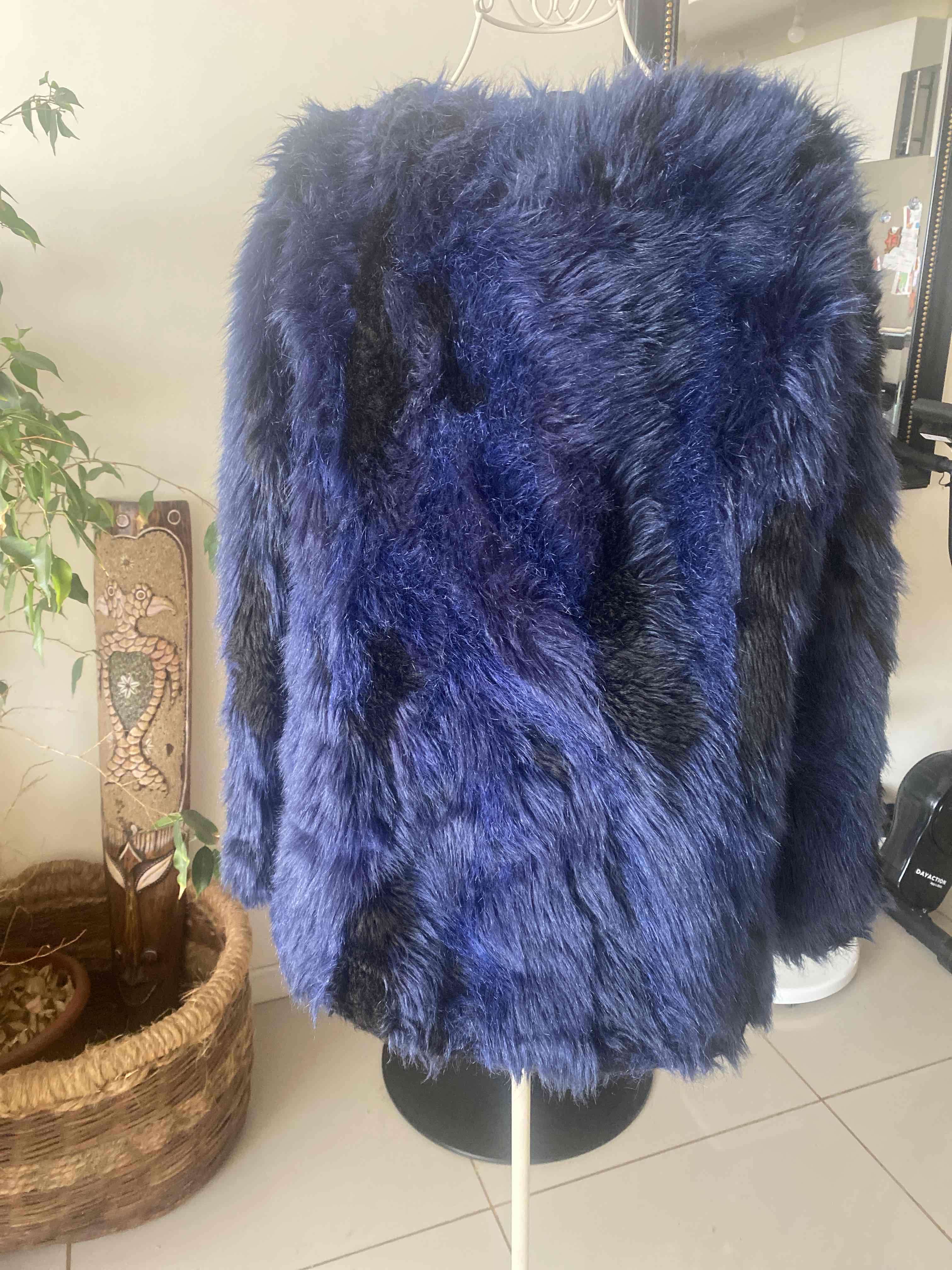 Chaqueta de piel sintética azul - miniatura 2