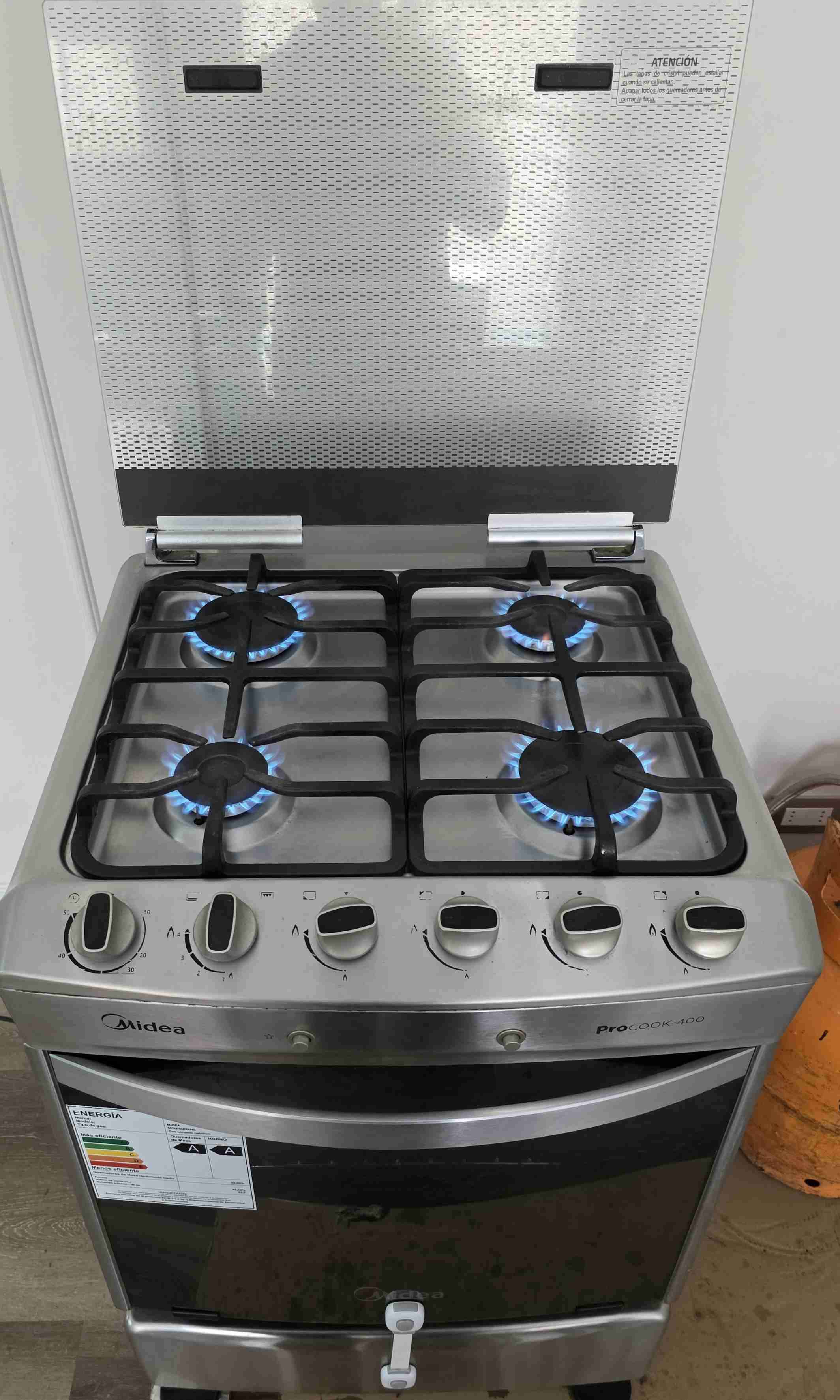 Cocina a gas Midea plateada - miniatura 4
