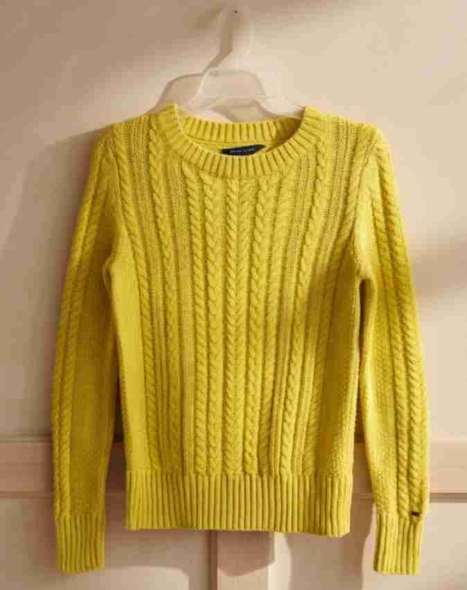 Suéter amarillo de punto trenzado - miniatura 1