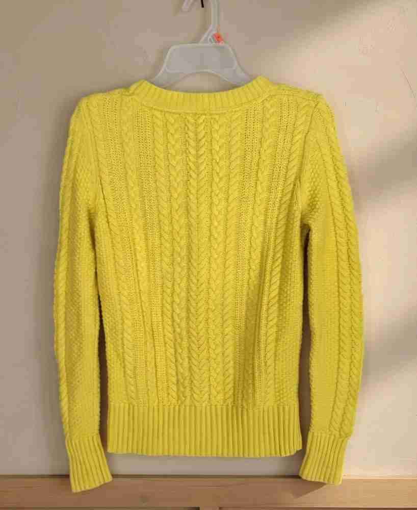 Suéter amarillo de punto trenzado - miniatura 2