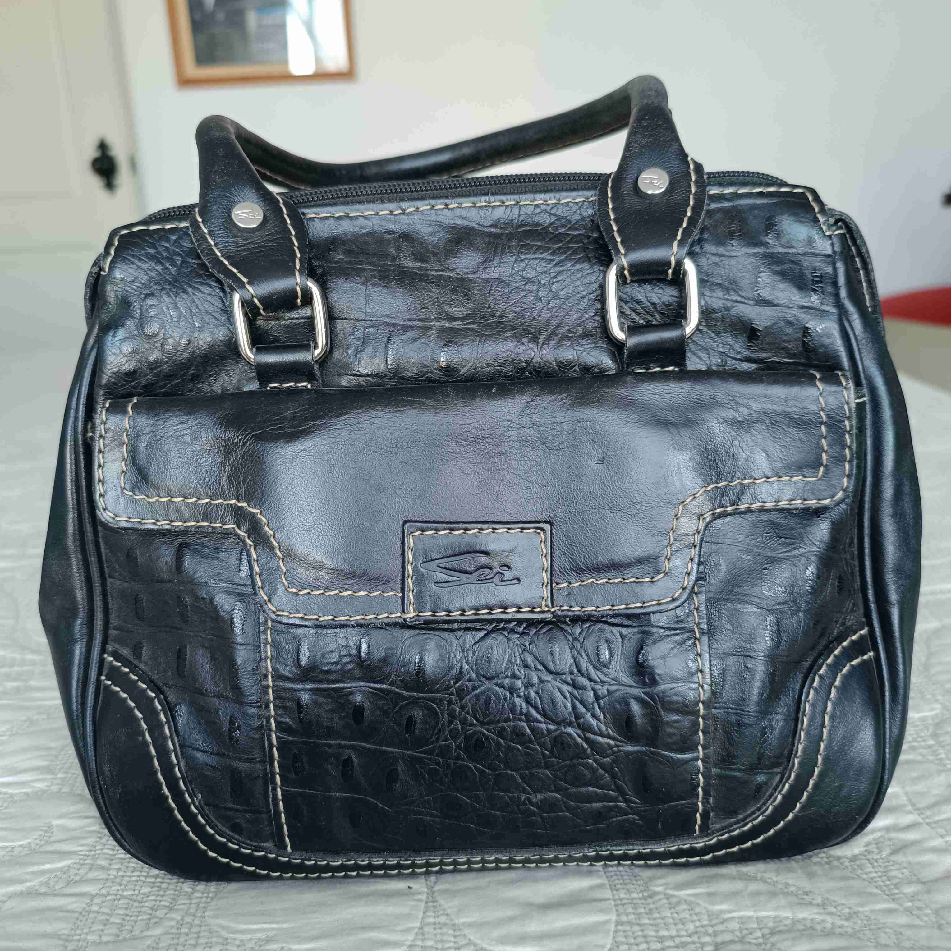 Cartera de cuero, marca Sei - 1