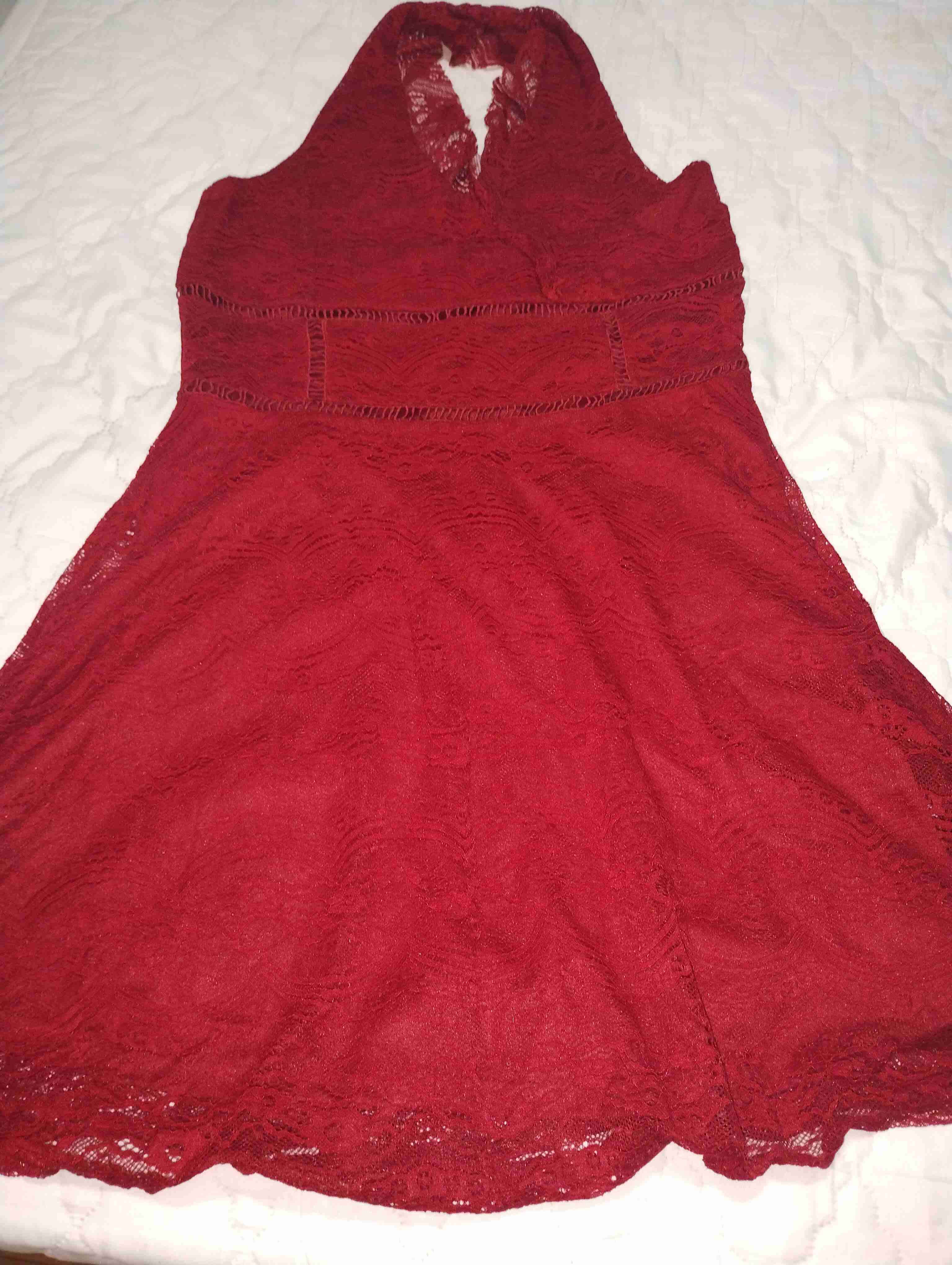 Vestido encaje rojo mujer - 1