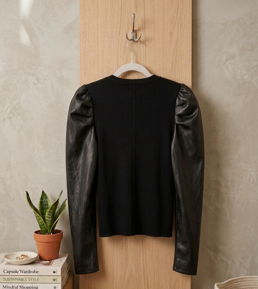 Top Zara con mangas de cuero - 2