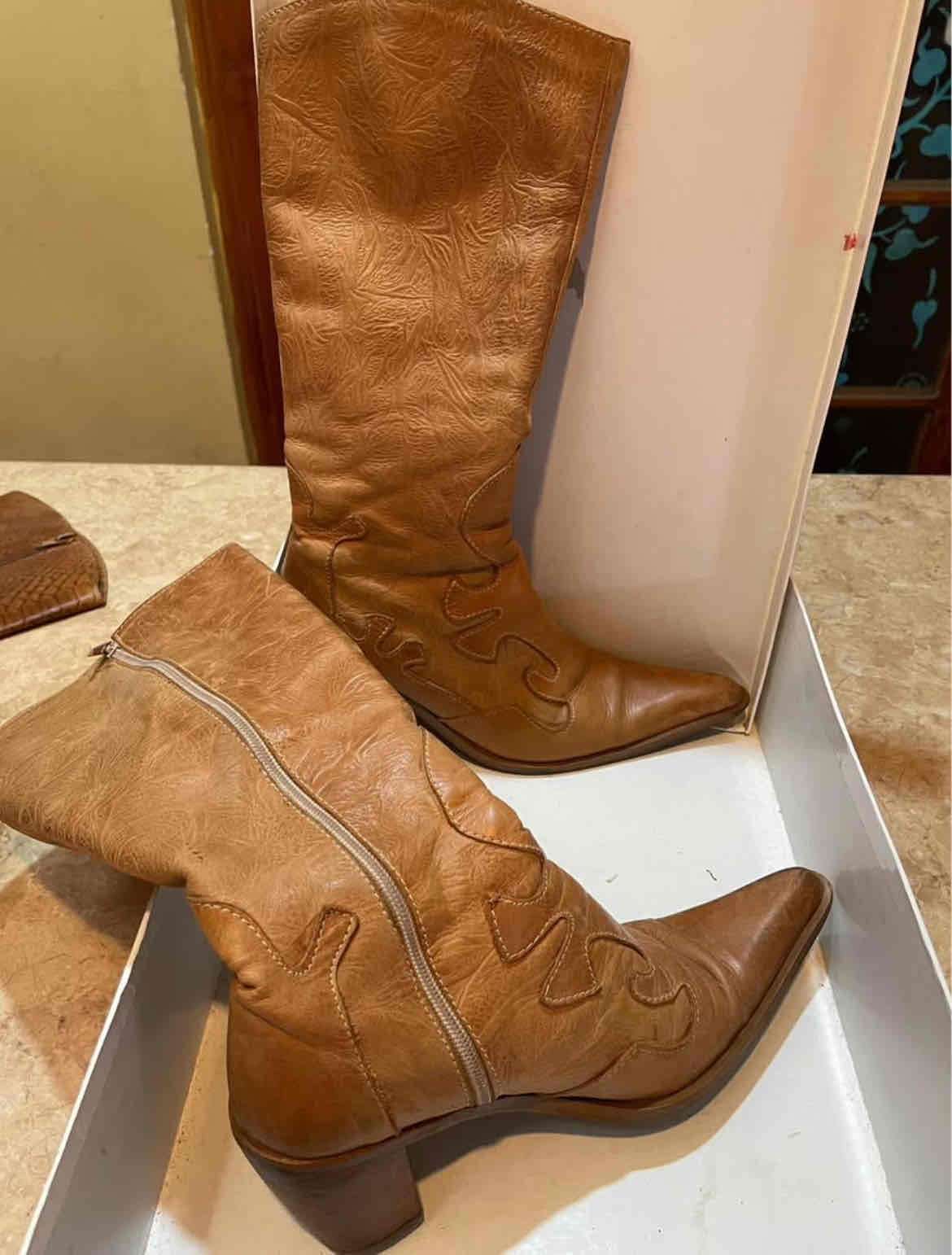 Botas vaqueras de cuero camel - miniatura 4