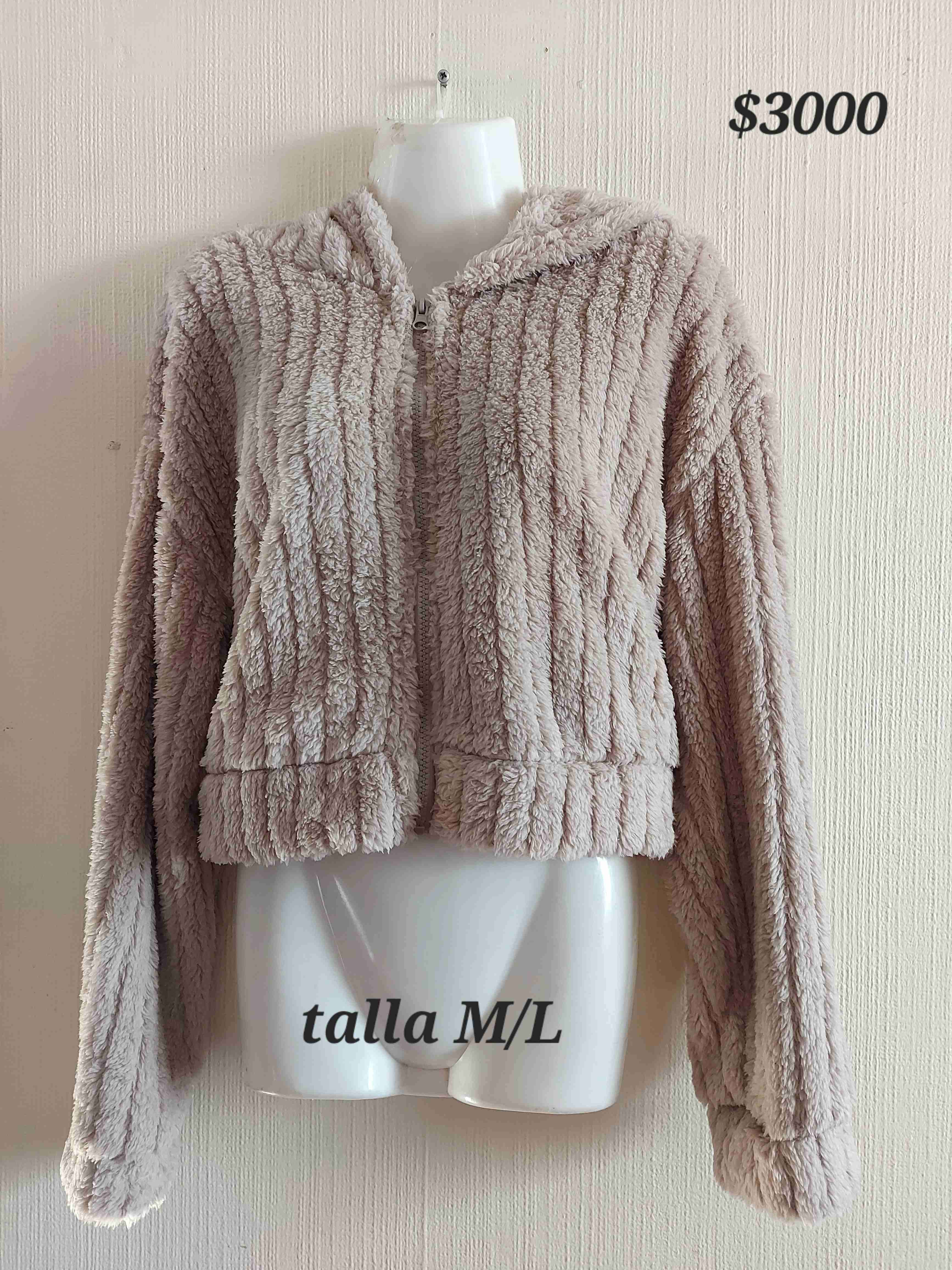 Chaqueta peluda beige mujer - miniatura 1