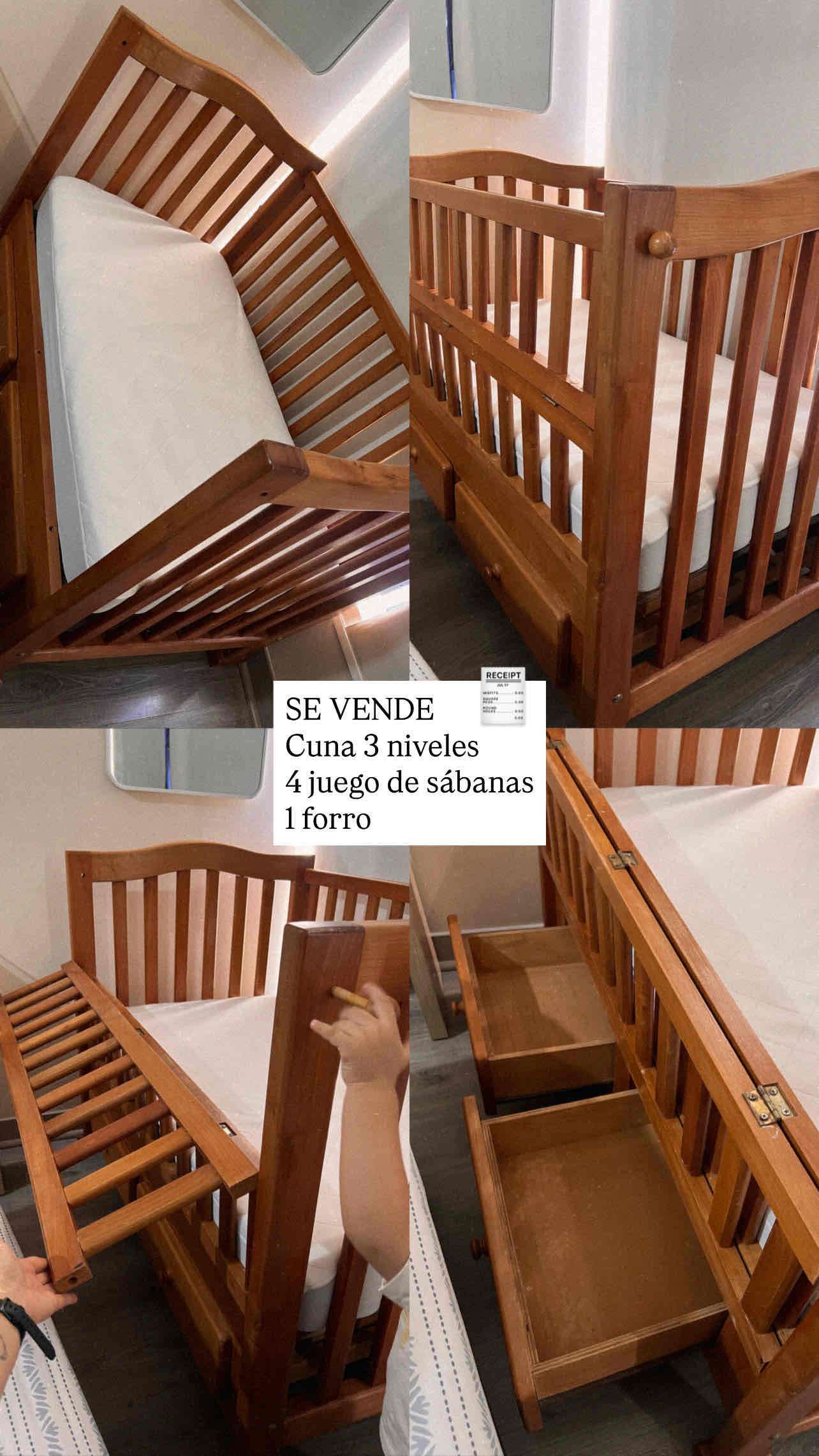 Cuna de madera con colchón - 6