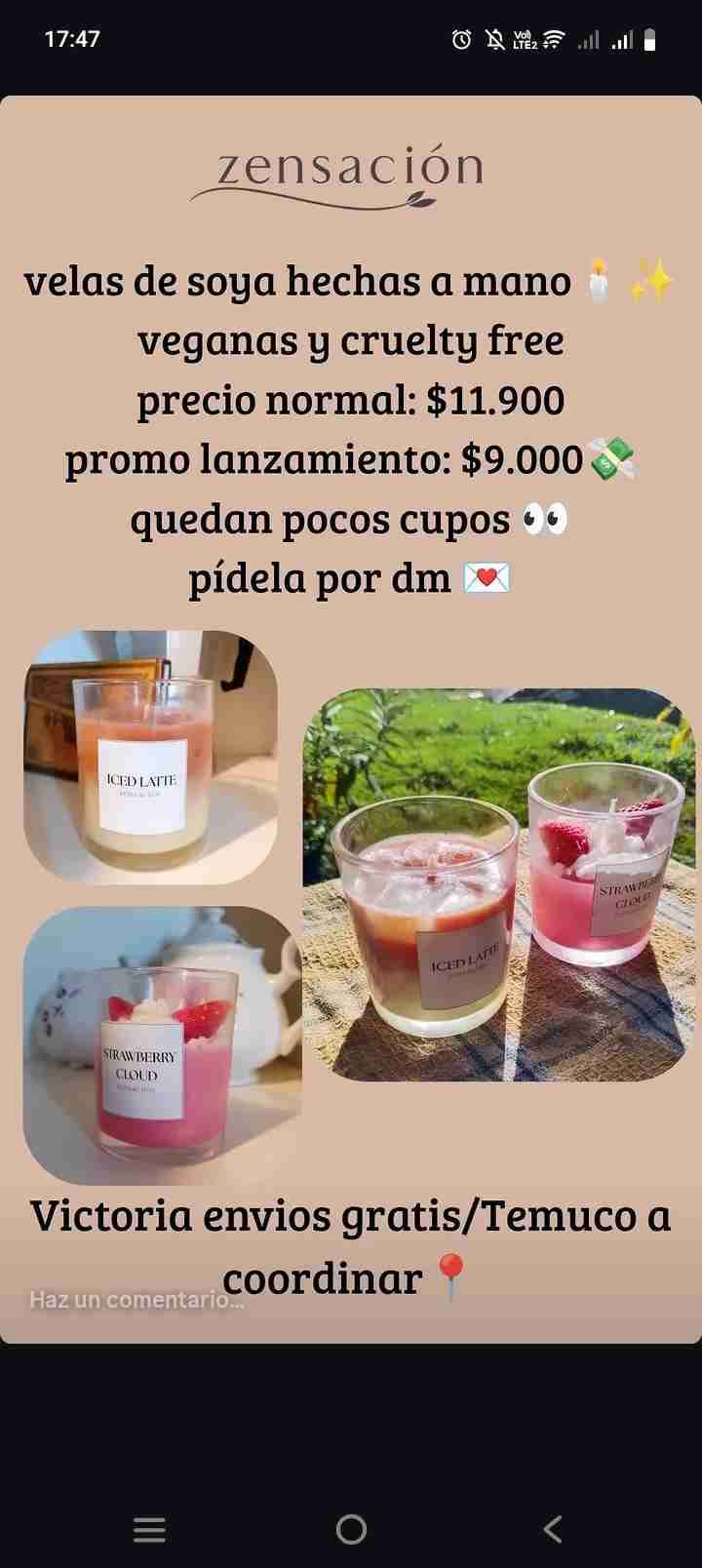 Velas de soya artesanales - miniatura 1