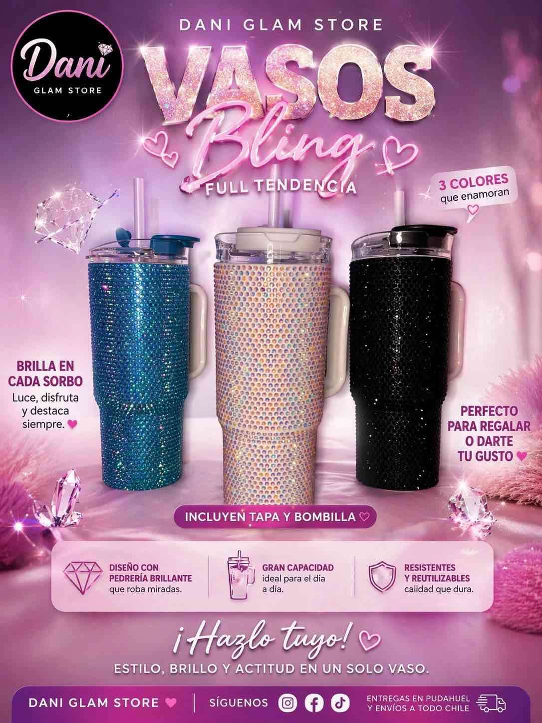 Vasos Bling con pedrería
