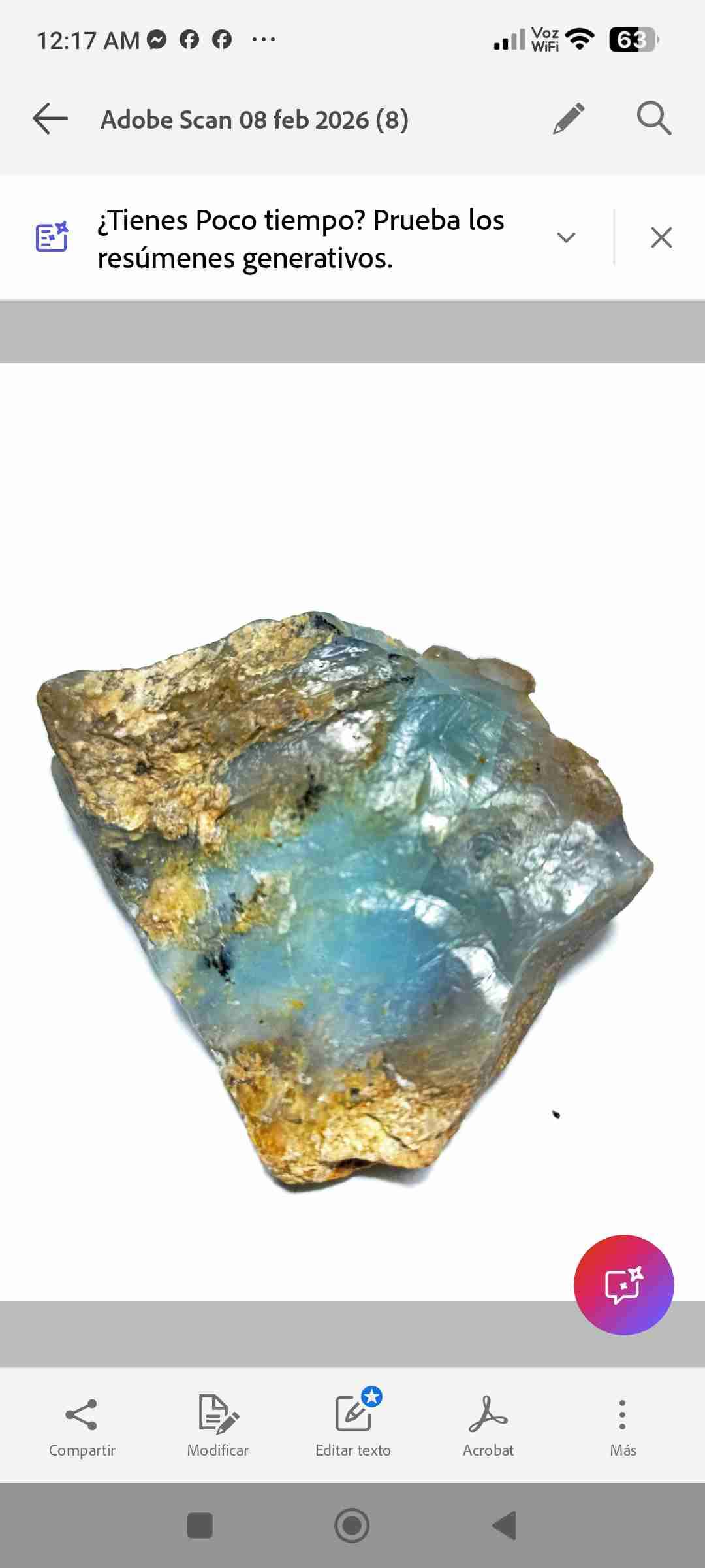 Piedra preciosa azul.OPALO SOBRE MATRIZ - miniatura 3