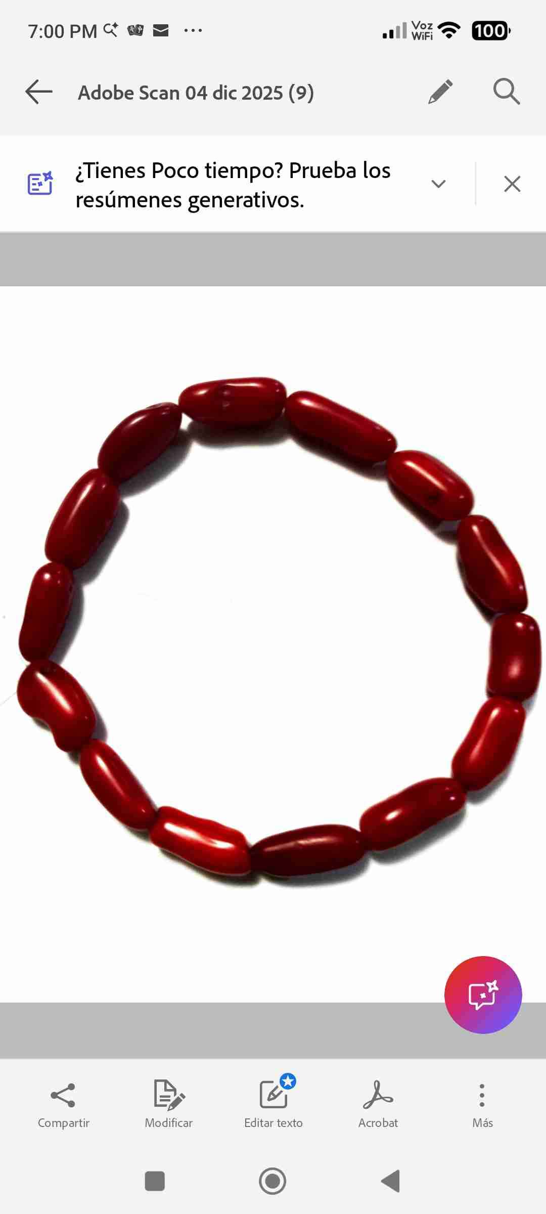 Pulsera de Coral  Rojo genuino - miniatura 1