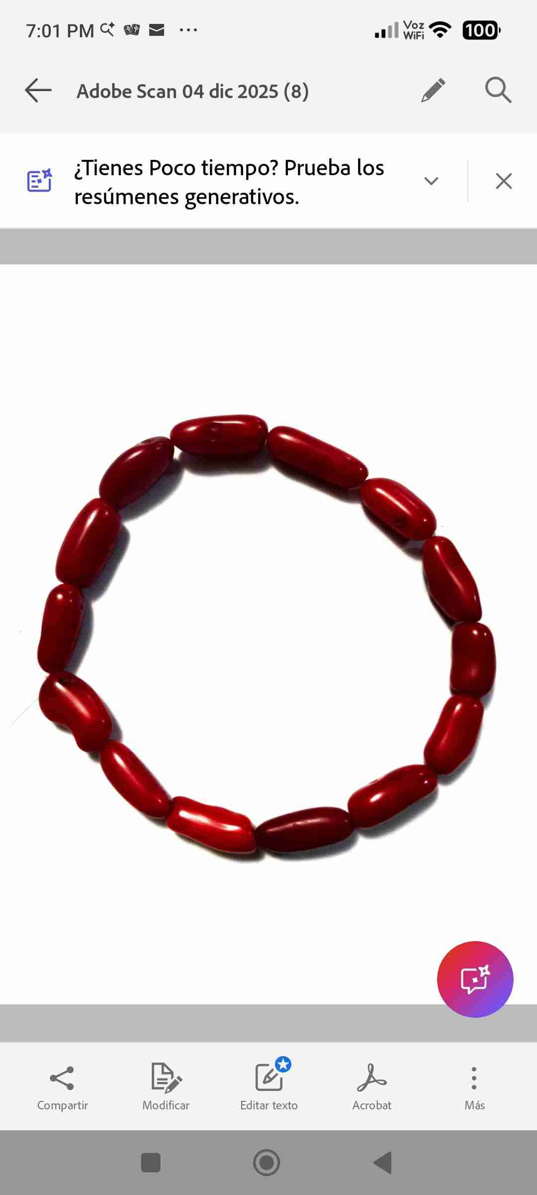 Pulsera de Coral  Rojo genuino - miniatura 4