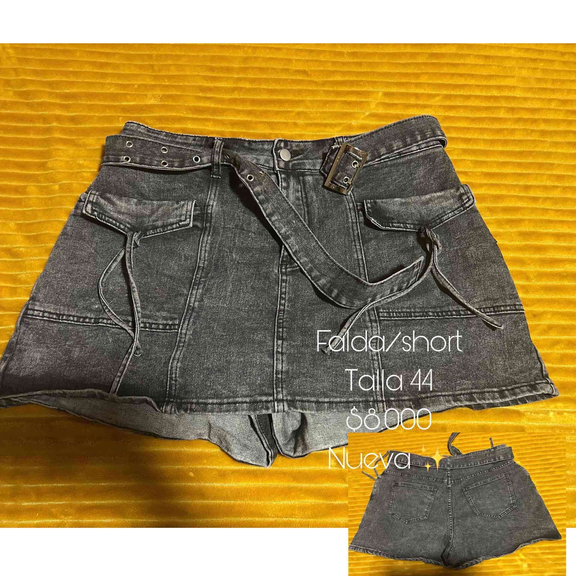 Falda short denim gris - miniatura 1