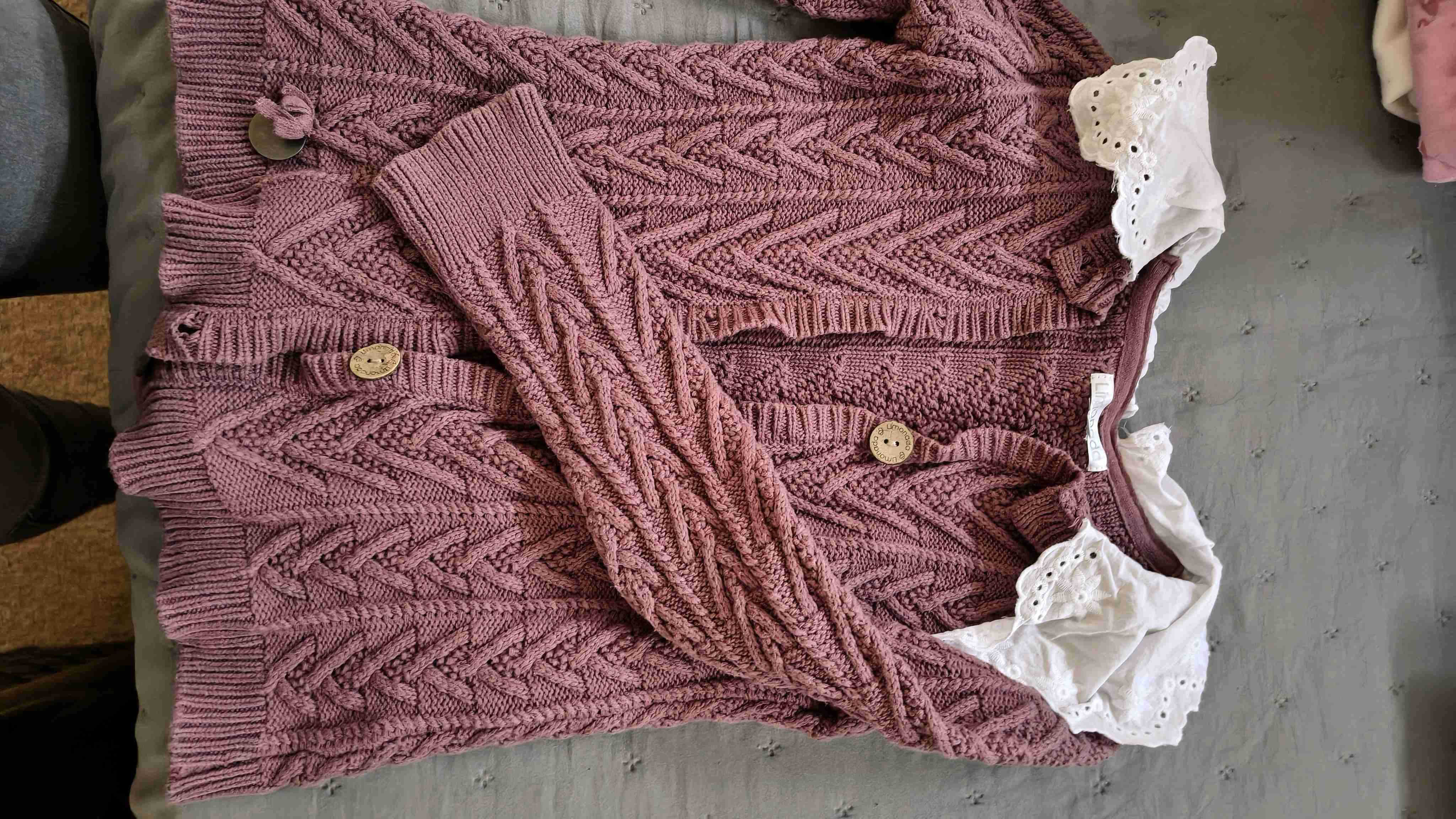 Cardigan tejido color burdeos - miniatura 1