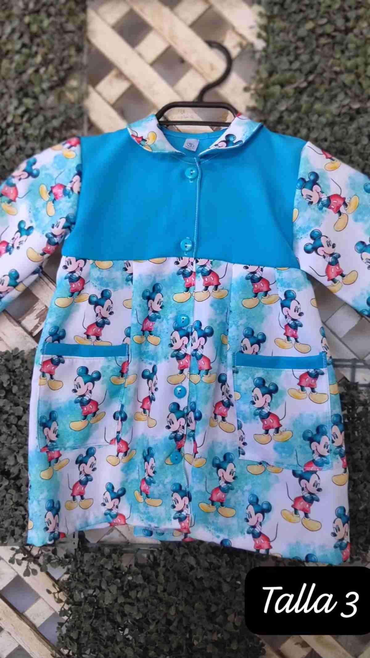 Delantal escolar y cotona Mickey azul - 1