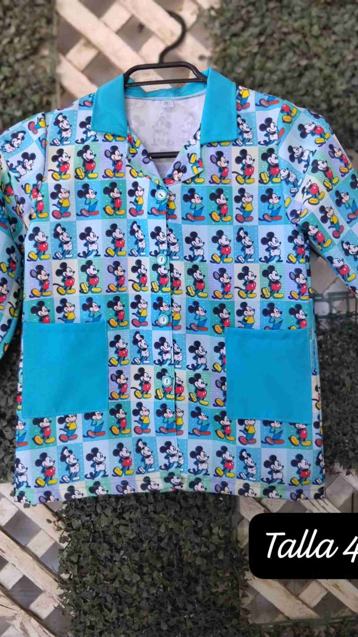 Delantal escolar y cotona Mickey azul - 2