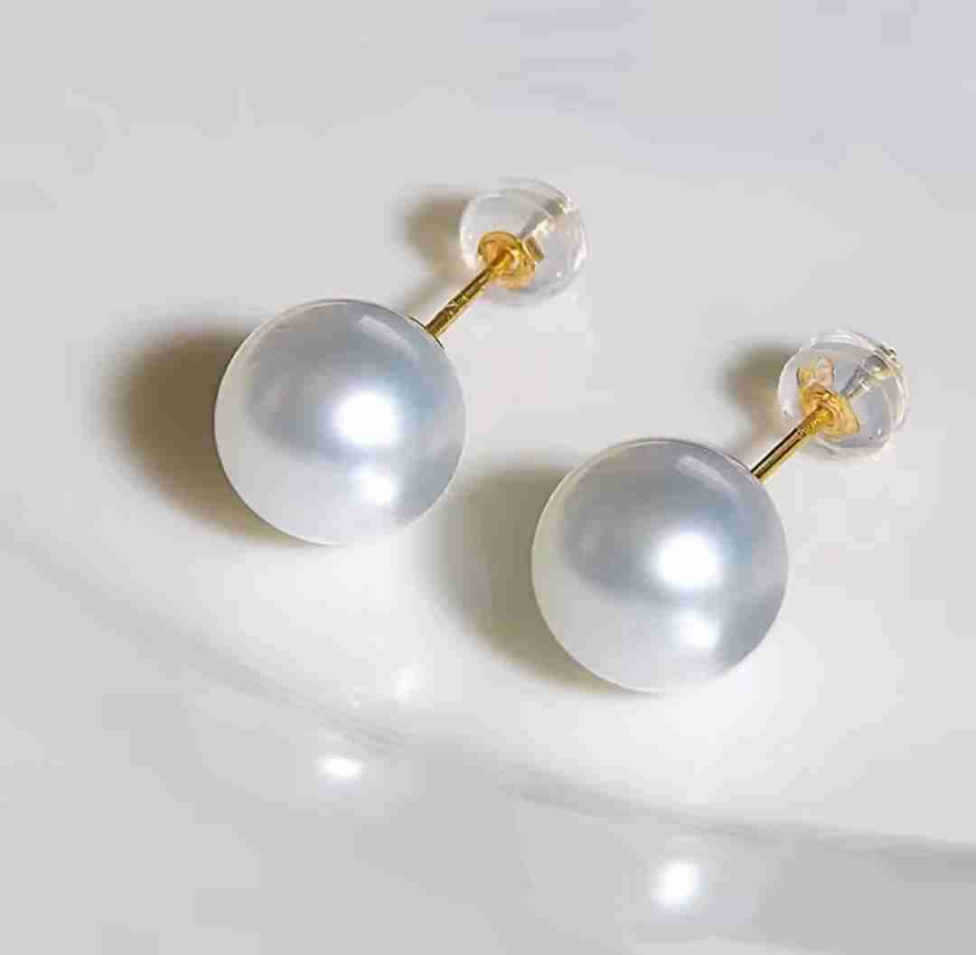 Aros de perla elegante oro 18 K  perlas 8 mm - miniatura 2