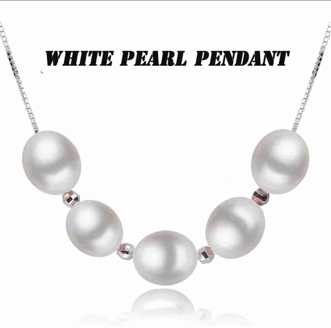 Collar con colgante de perlas blancas - miniatura 2