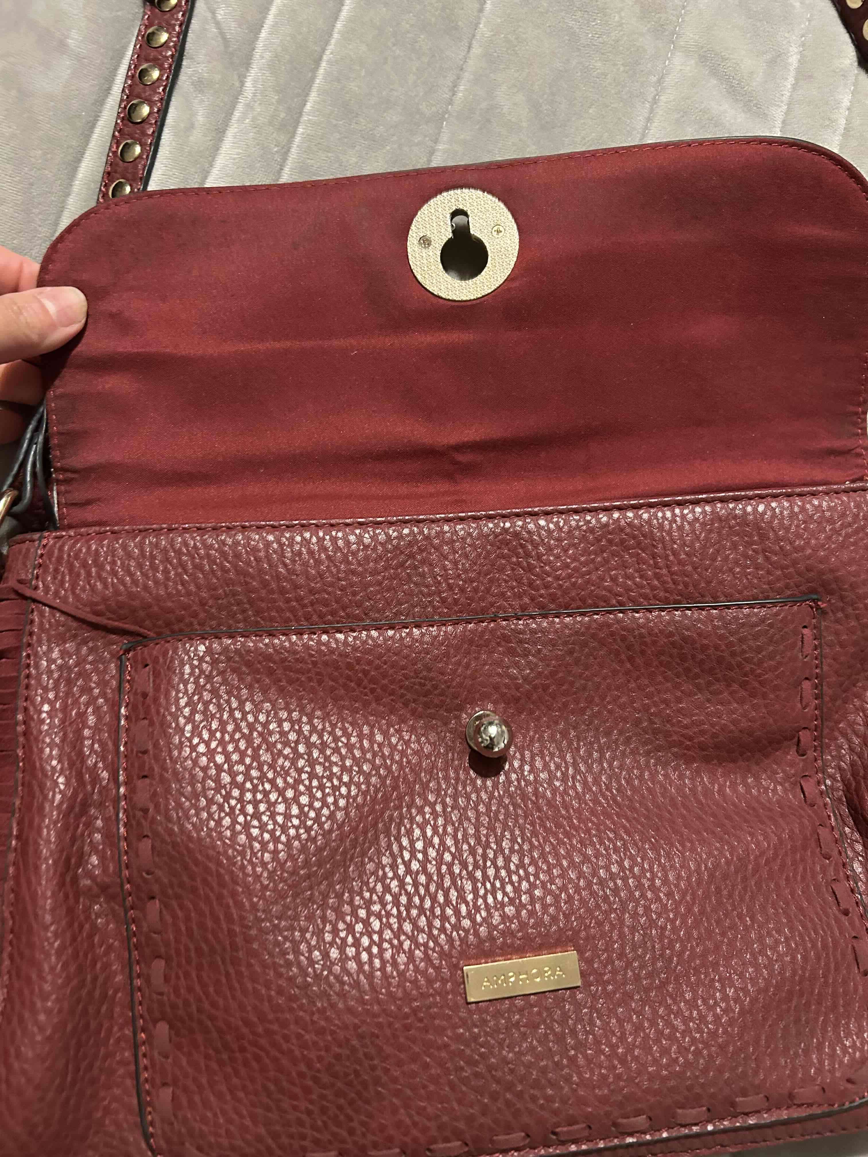 Cartera burdeo con flecos - miniatura 3