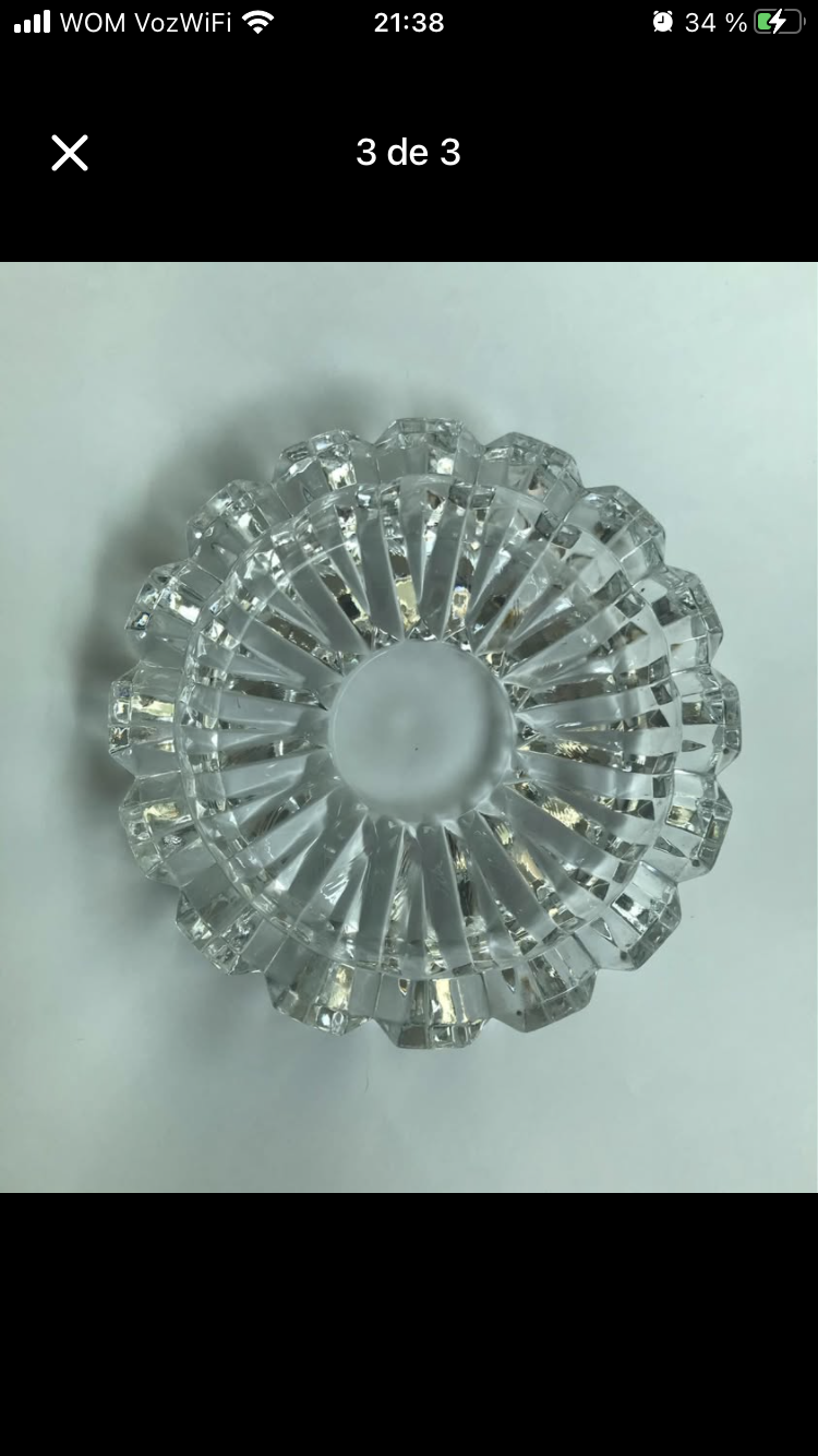 Cenicero de Cristal macizo antiguo de colección - miniatura 3