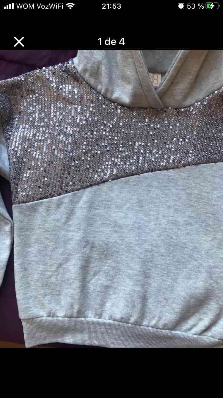 Polerón gris con lentejuelas talla 10 - miniatura 2