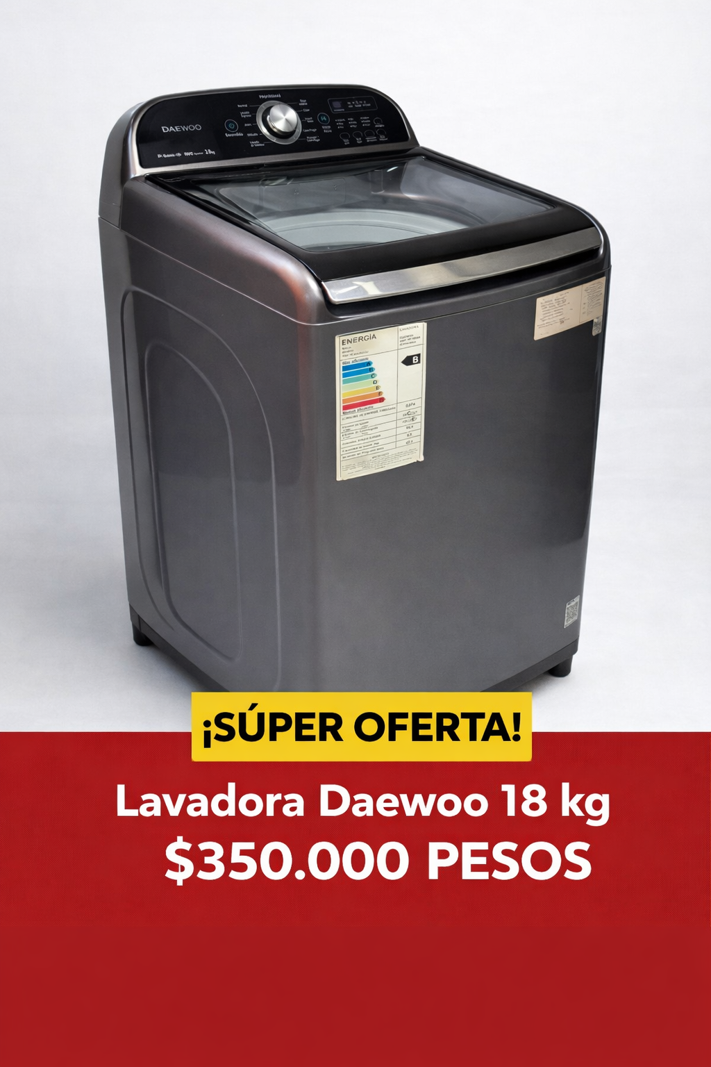 Lavadora Daewoo 18 Kg alta eficiencia - miniatura 1