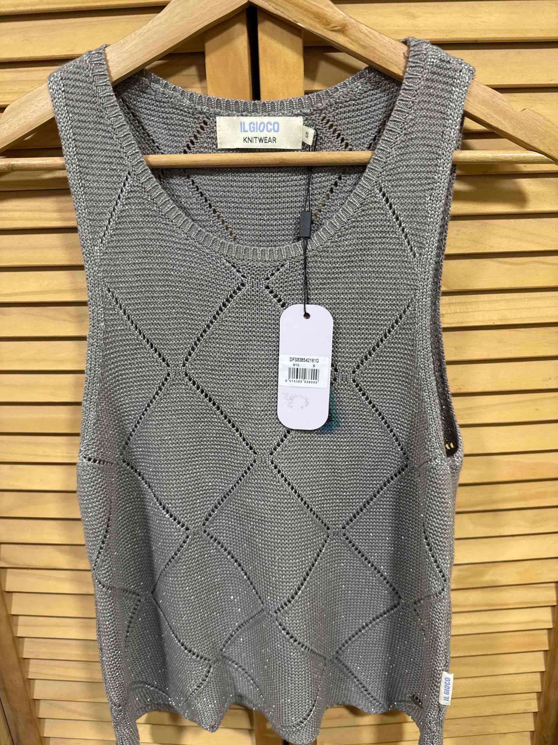 Polera de tejido gris calada y con brillos ILGIOCO - miniatura 3