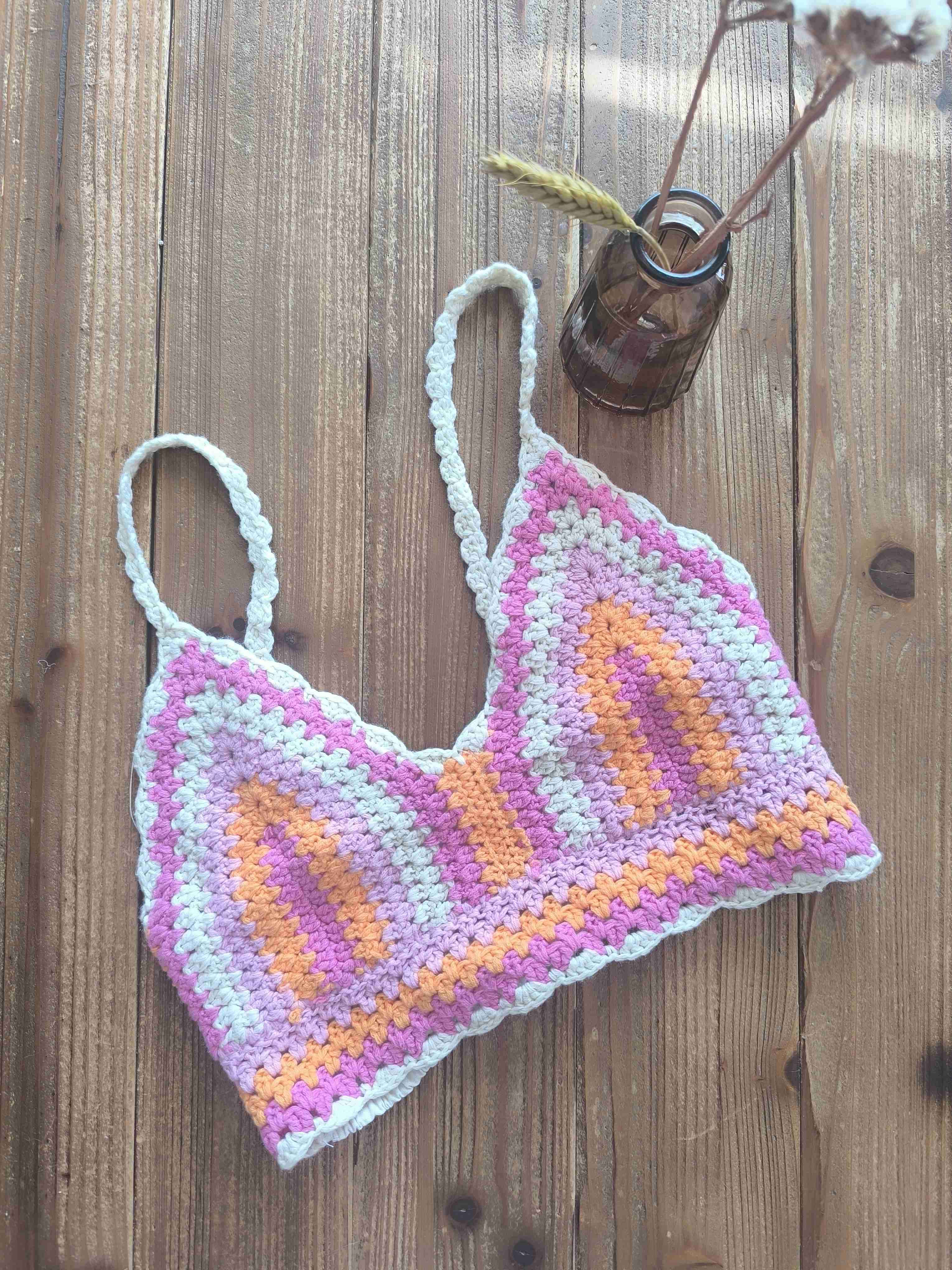 Top tejido a crochet multicolor - miniatura 1