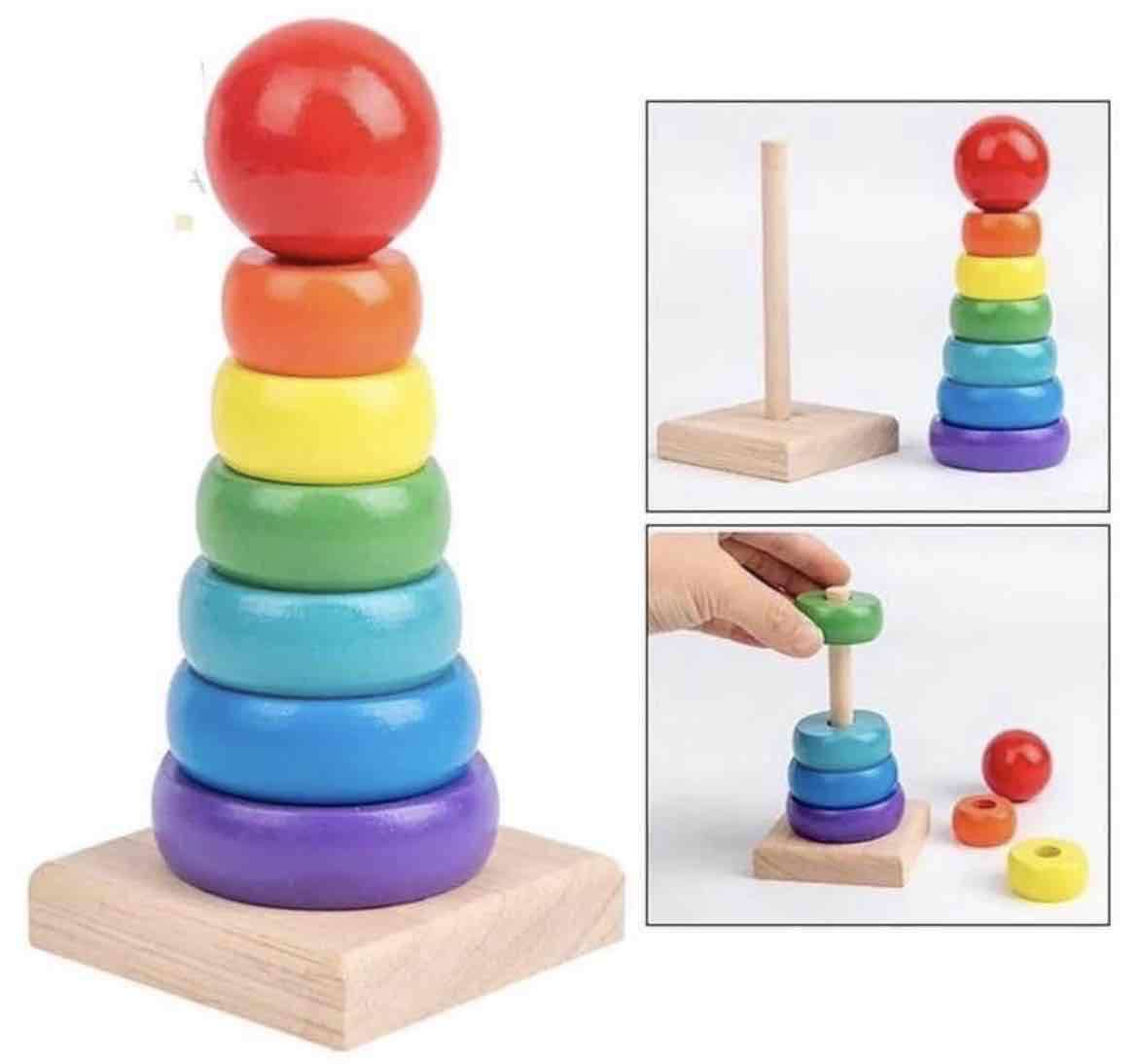 Torre de anillos de madera - 2